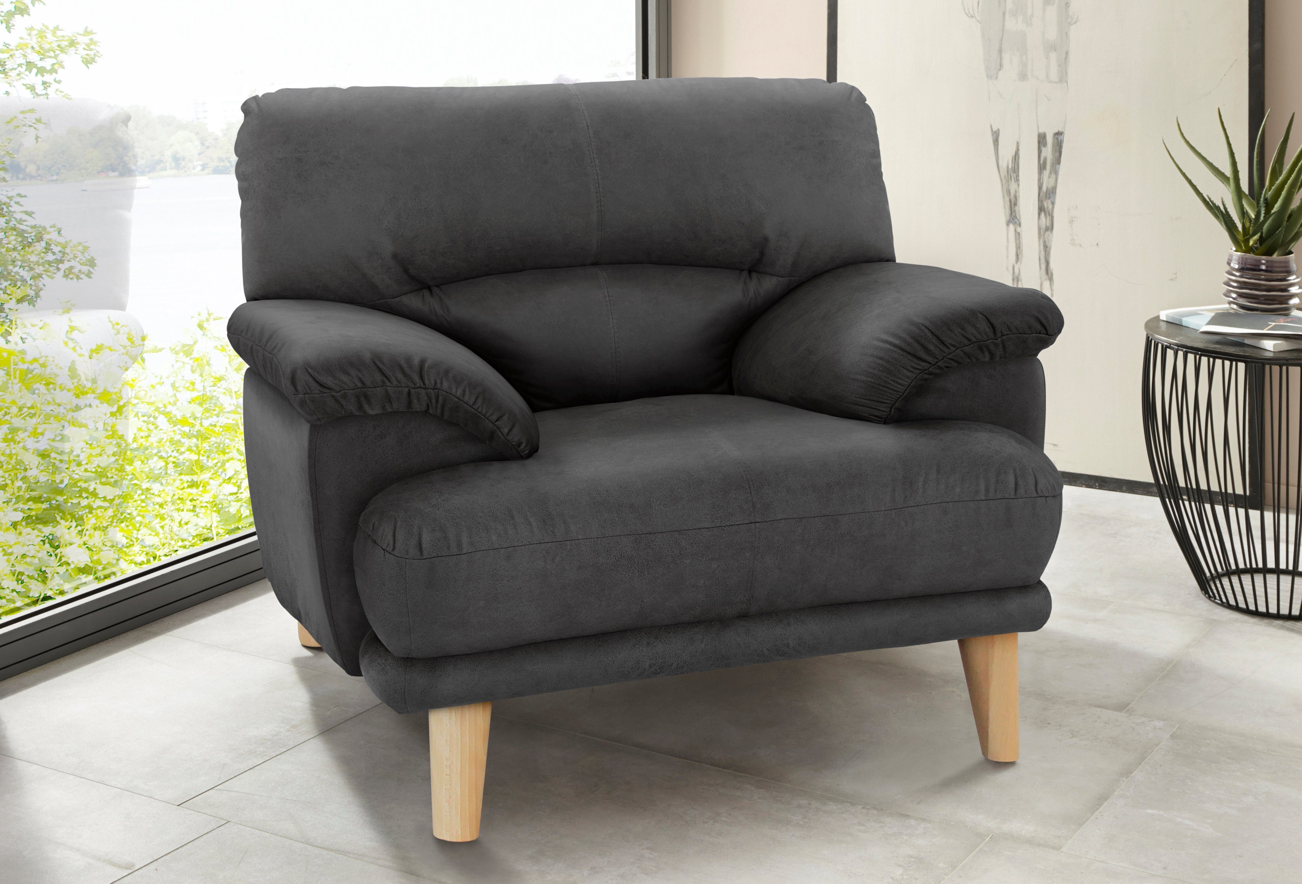 TRENDMANUFAKTUR Fauteuil Cecilia, loungestoel, Italiaans ontwerp, comfortabele armleuningen