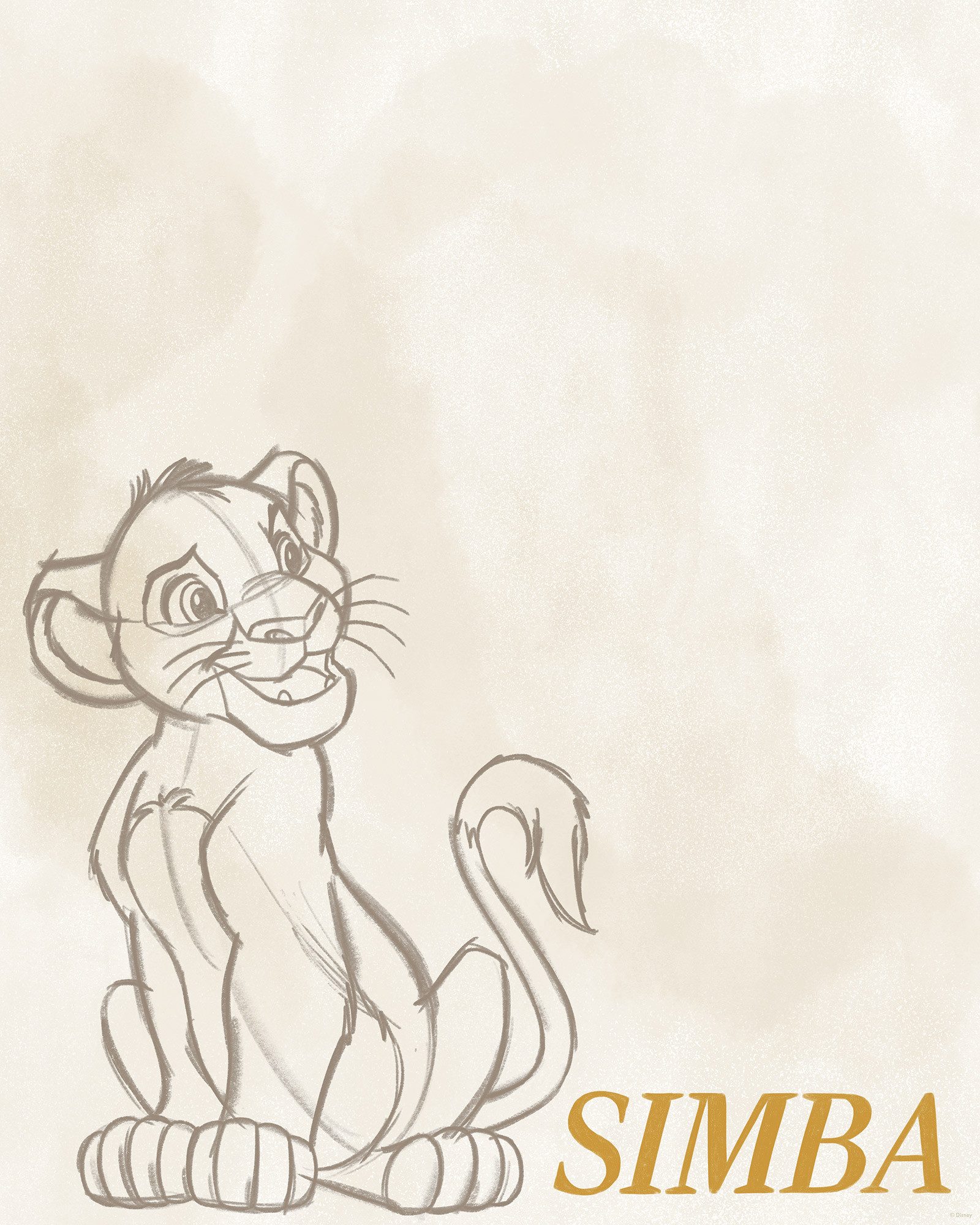 Komar Artprint Disney The Lion King Simba Sketch 40 x 60 cm (breedte x hoogte) - kinderkamer, decoratie (1 stuk)