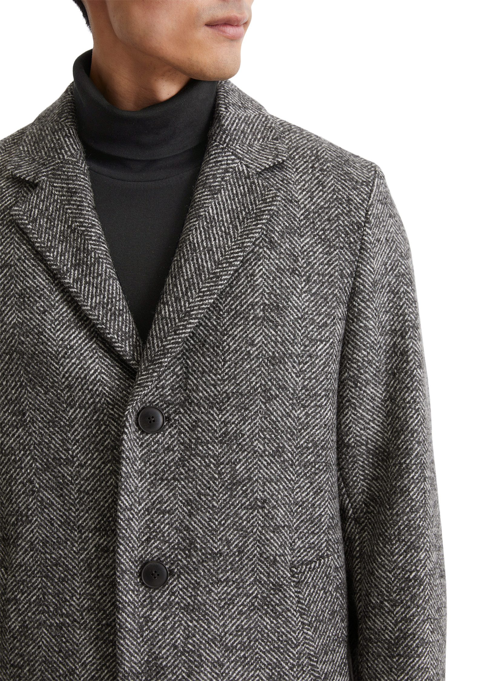 Marc O'Polo Lange jas Herringbone-motief