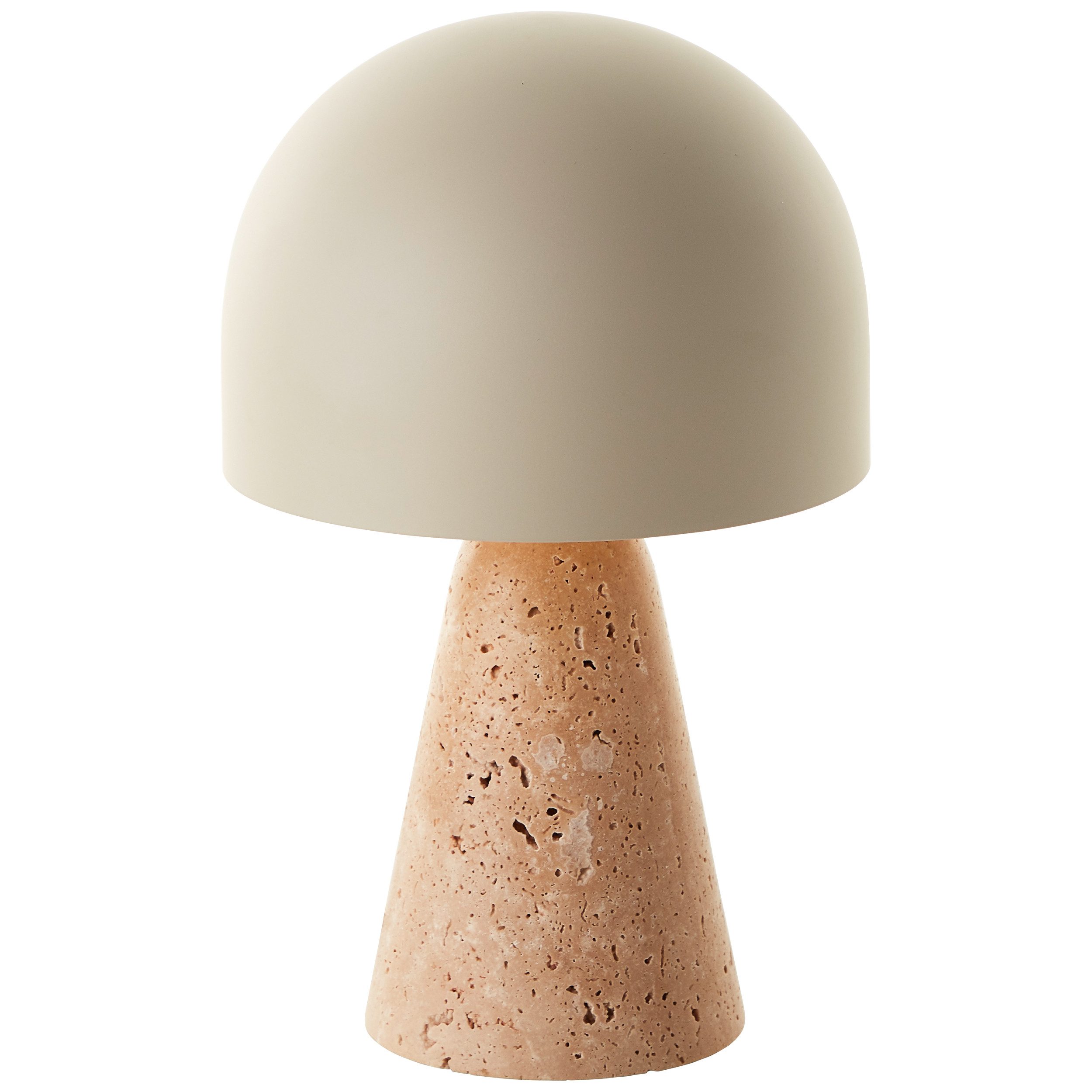 Brilliant Leuchten Tafellamp Nalam met travertijn voet en metalen kap, e14, 31 x 20 cm, beige