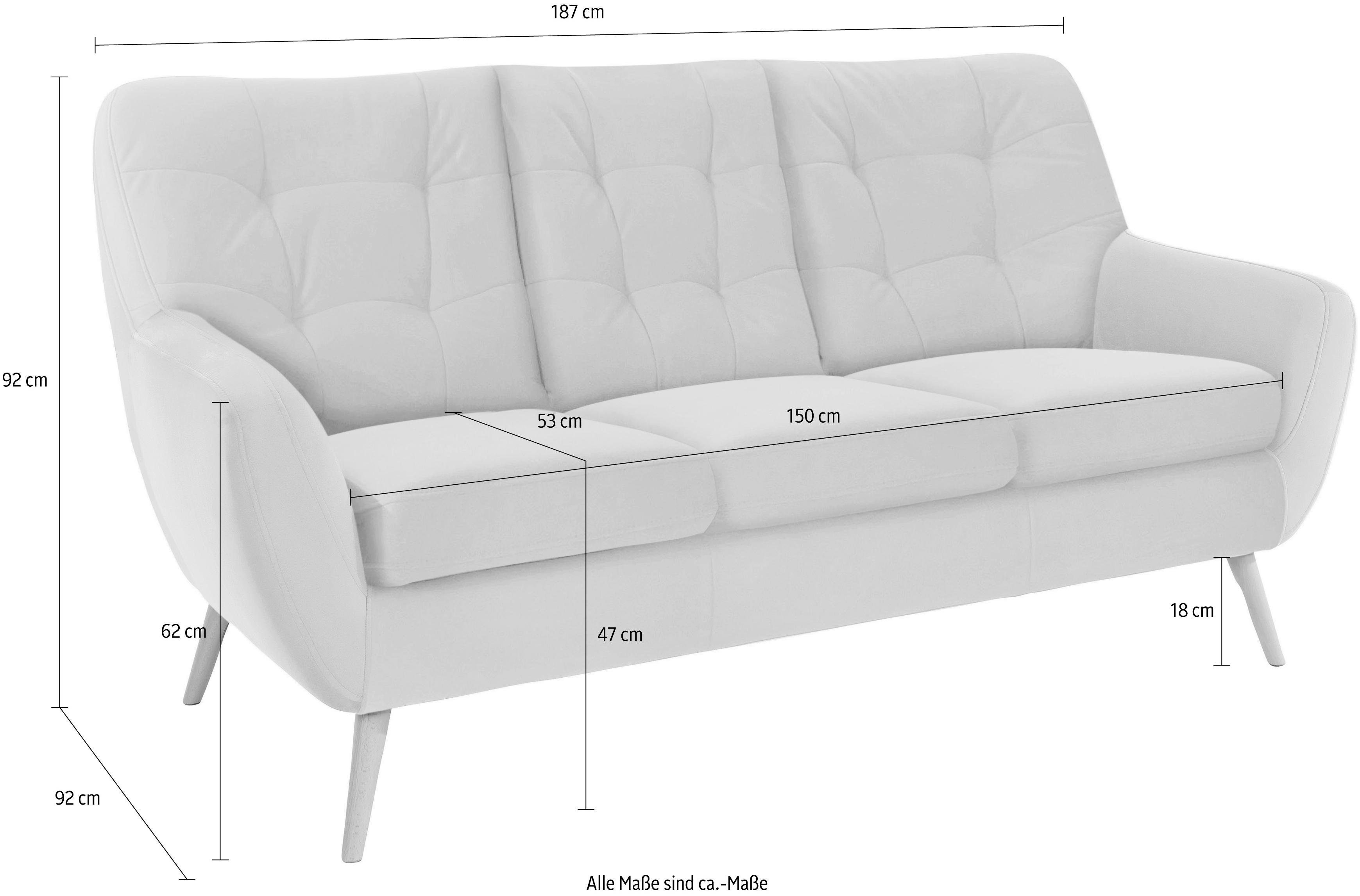 exxpo - sofa fashion 3-zitsbank Scandi, comfortabel, verfijnde rugkussens voor meer zitcomfort actuele kleuren in hoogwaardige bekledingskwaliteiten, houten voet