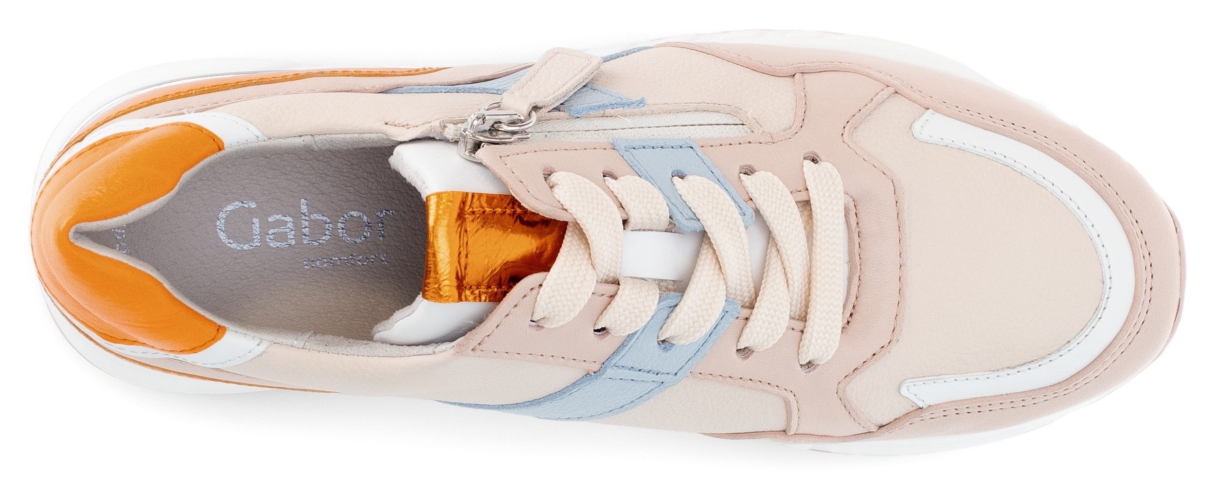 Gabor Sneakers met sleehak Davos , lage schoen, vrijetijdsschoen, veterschoen in breedte h (=zeer breed)
