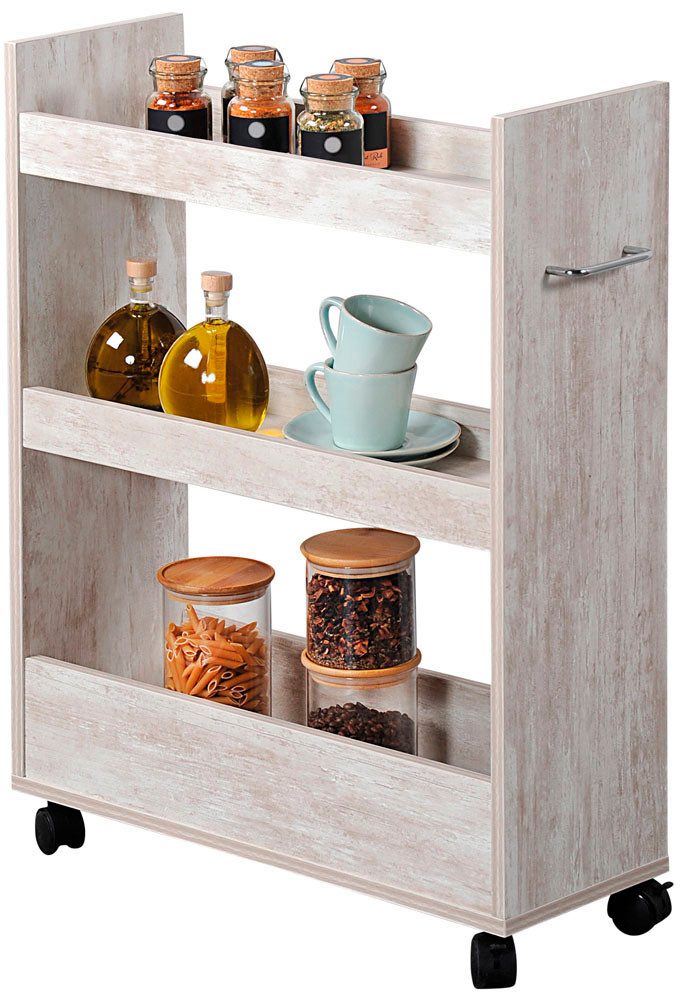 KESPER for kitchen & home Keukentrolley Nisrek, wit gekalkt, FSC keukentrolley's wit