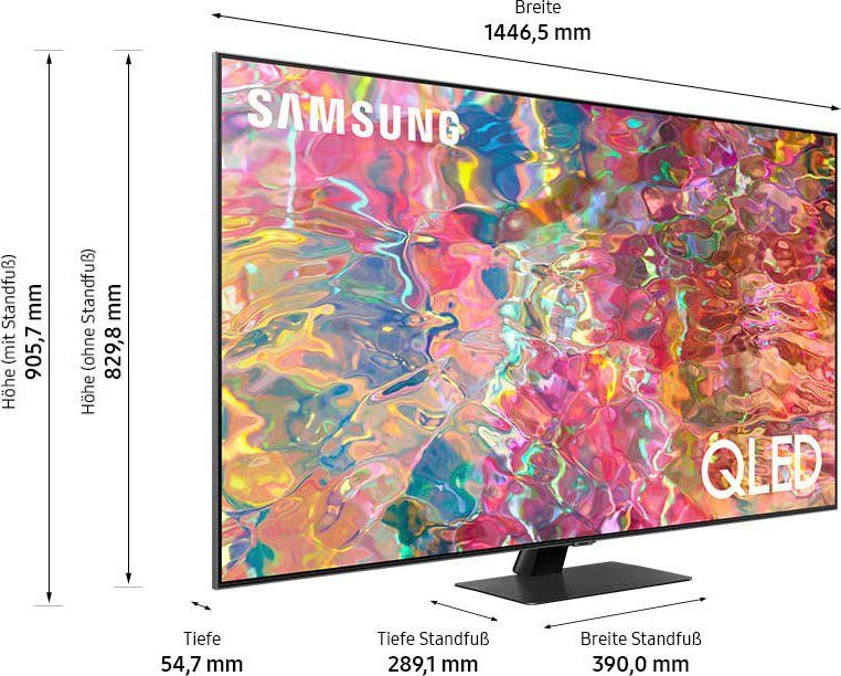 Samsung QLED-TV 65" QLED 4K Q80B (2022), 163 cm / 65", Smart TV, Quantum Processor 4K, Quantum HDR 1500, Sumpreme UHD Dimming