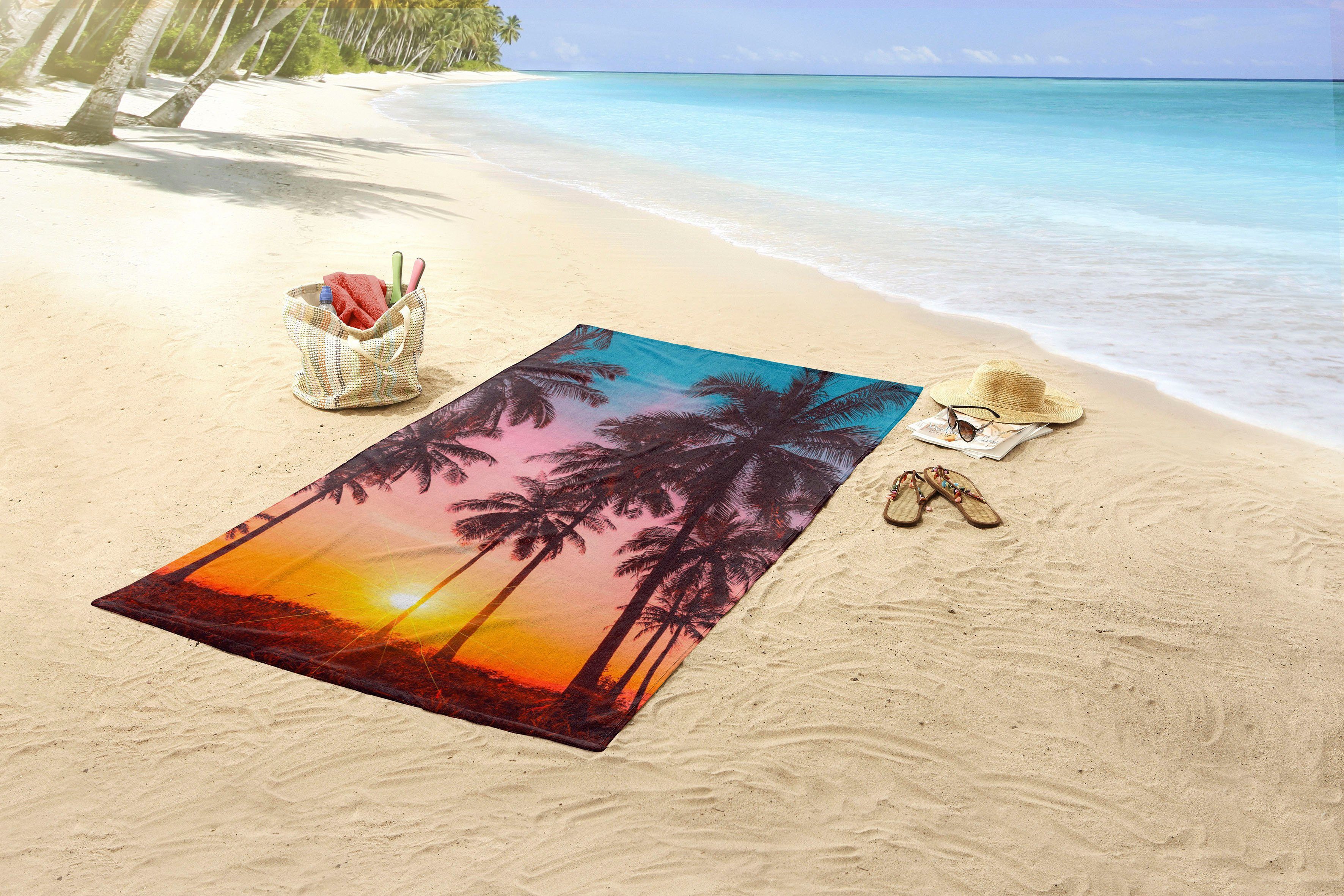 good morning Strandlaken BORA BORA Microvezel, 100x180, Sneldrogend, Zomer, Strand, Palm (1 stuk)