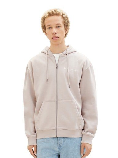 Tom Tailor Denim Capuchonsweatvest met logobadge op de bovenarm