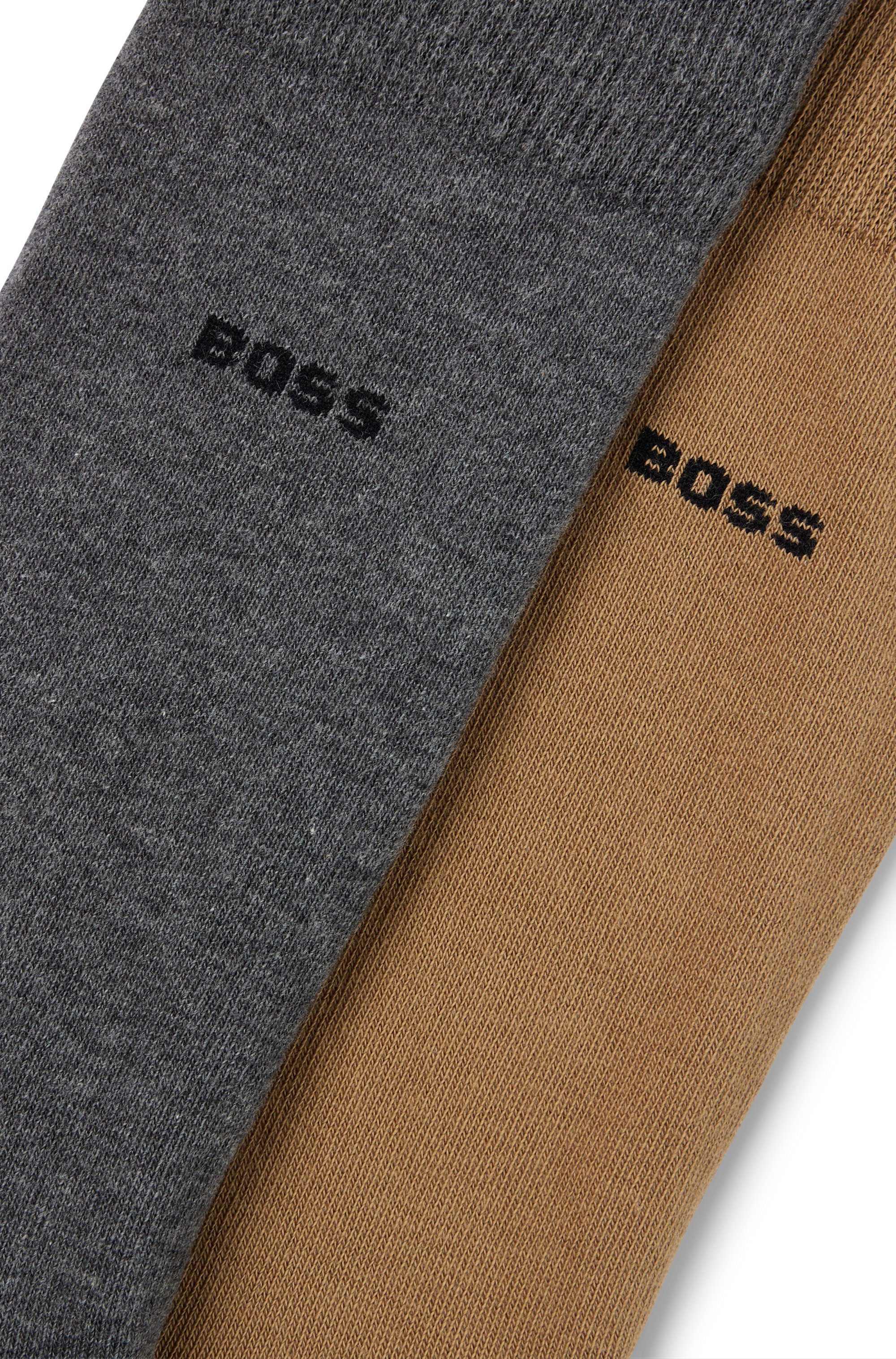 BOSS Business-sokken 2P RS Uni met gebreid boss logo-tekst (2 paar, Set van 2)