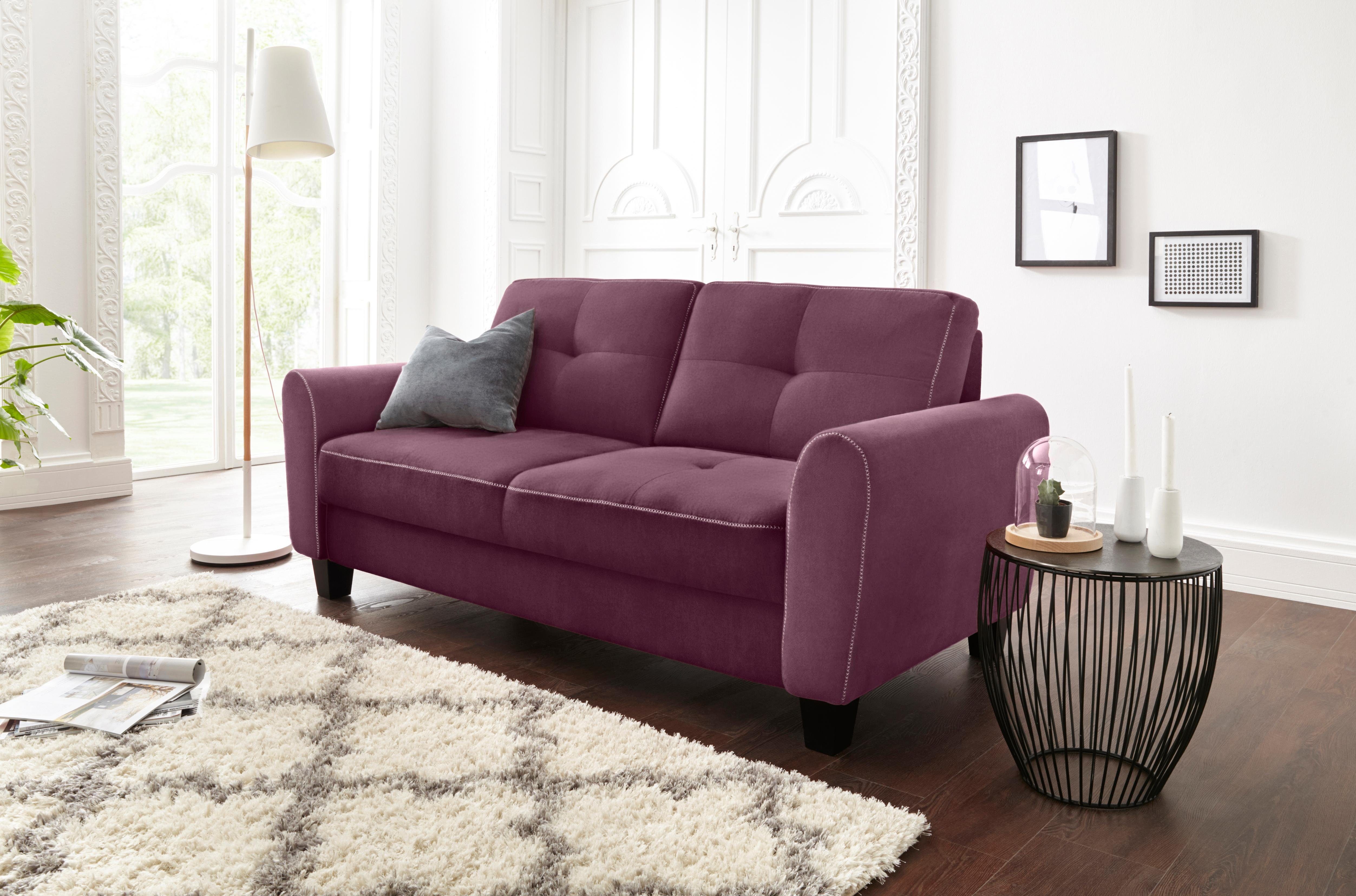 sit&more 2,5-zitsbank Varese inclusief binnenvering paars, 2-zitsbanken