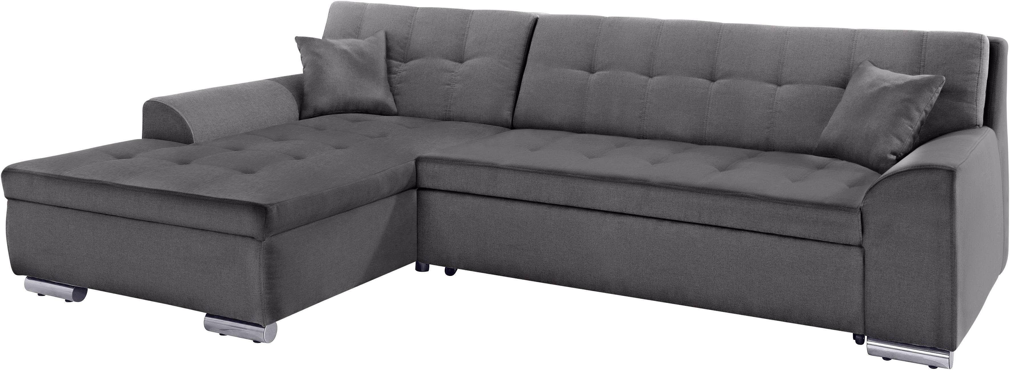 DOMO collection Hoekbank Aversa, moderne stiksels in de zitting en rug, gebogen armleuningen,