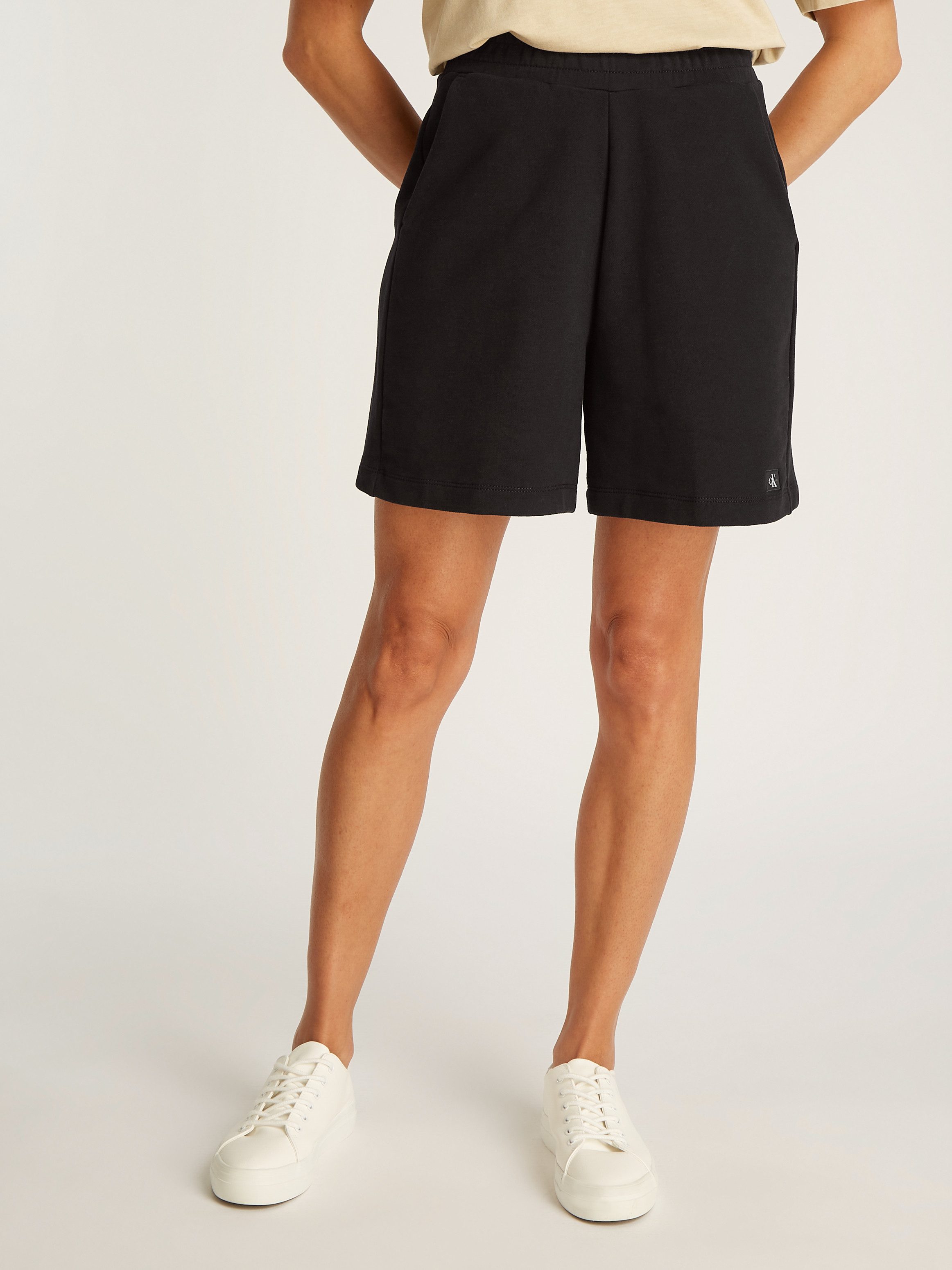 Calvin Klein Sweatshort WOVEN LABEL SHORTS dames shorts & bermuda's maat XS (34) zwart