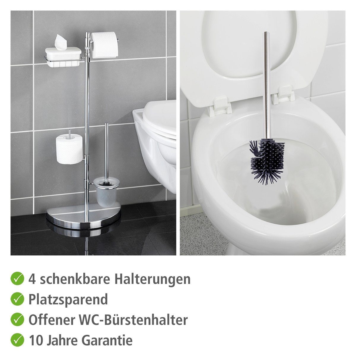 WENKO Toiletset Ruimtebesparend wonder met houder voor reserverollen en vochtige doekjes