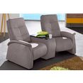 exxpo - sofa fashion 2-zitsbank met relaxfunctie, geïntegreerd tafelplateau en bergruimte zilver