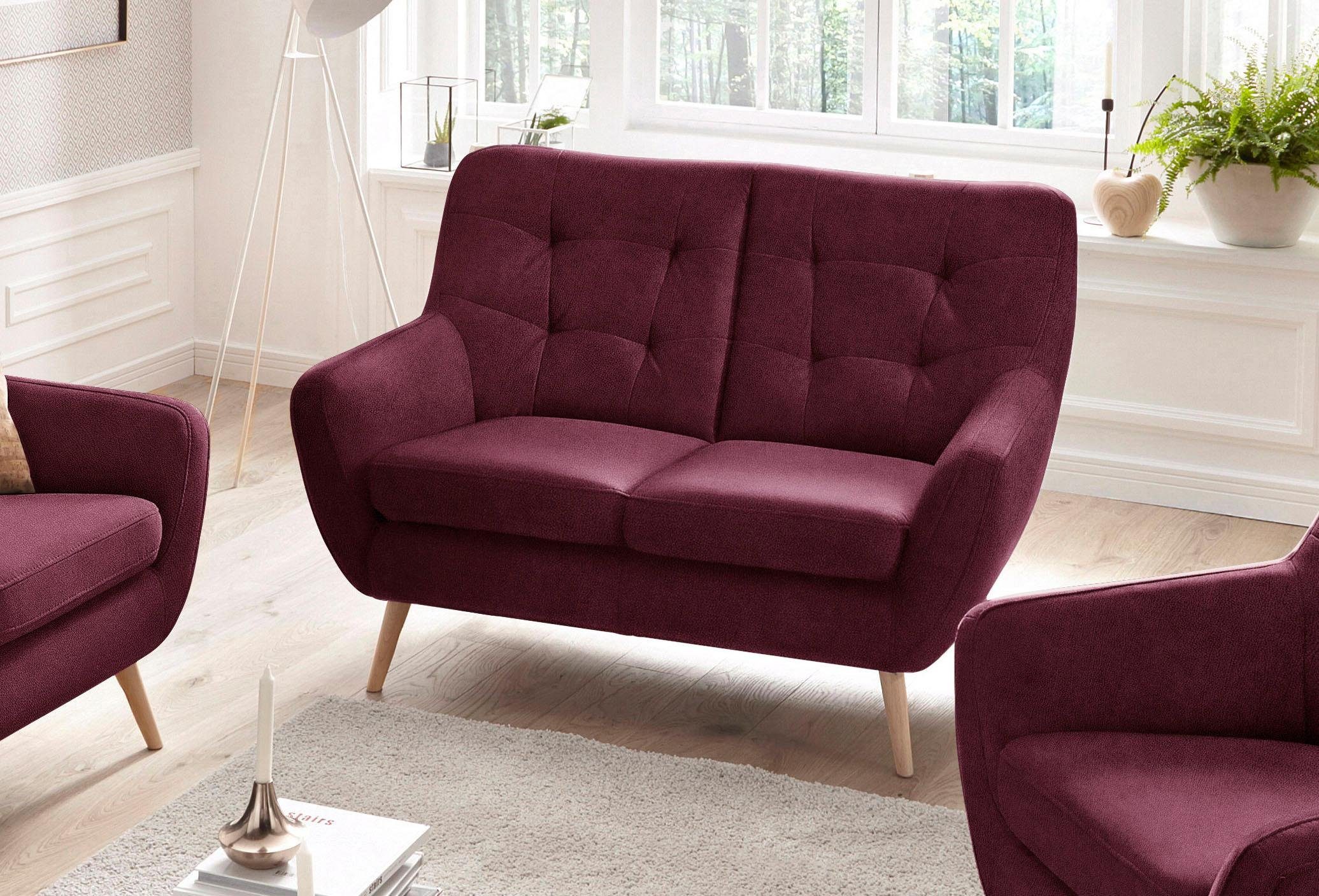 exxpo - sofa fashion 2-zitsbank Scandi, comfortabel, verfijnde rugkussens voor meer zitcomfort actuele kleuren in hoogwaardige bekledingskwaliteiten,