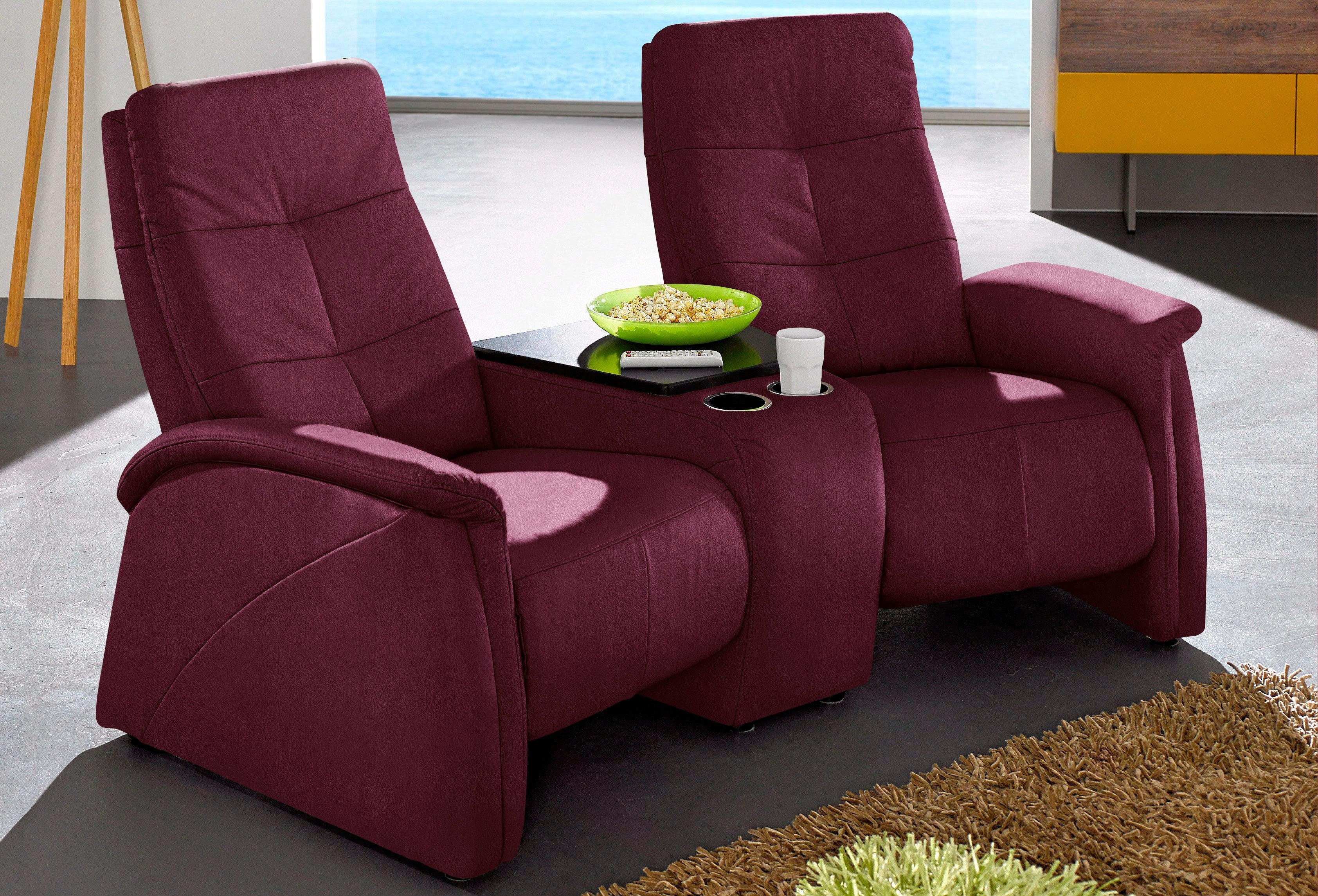 exxpo - sofa fashion 2-zitsbank Tivoli, bioscoopbank, comfortabel, met relaxfunctie, geïntegreerd tafelplateau en bergruimte rood, 2-zitsbanken, 207
