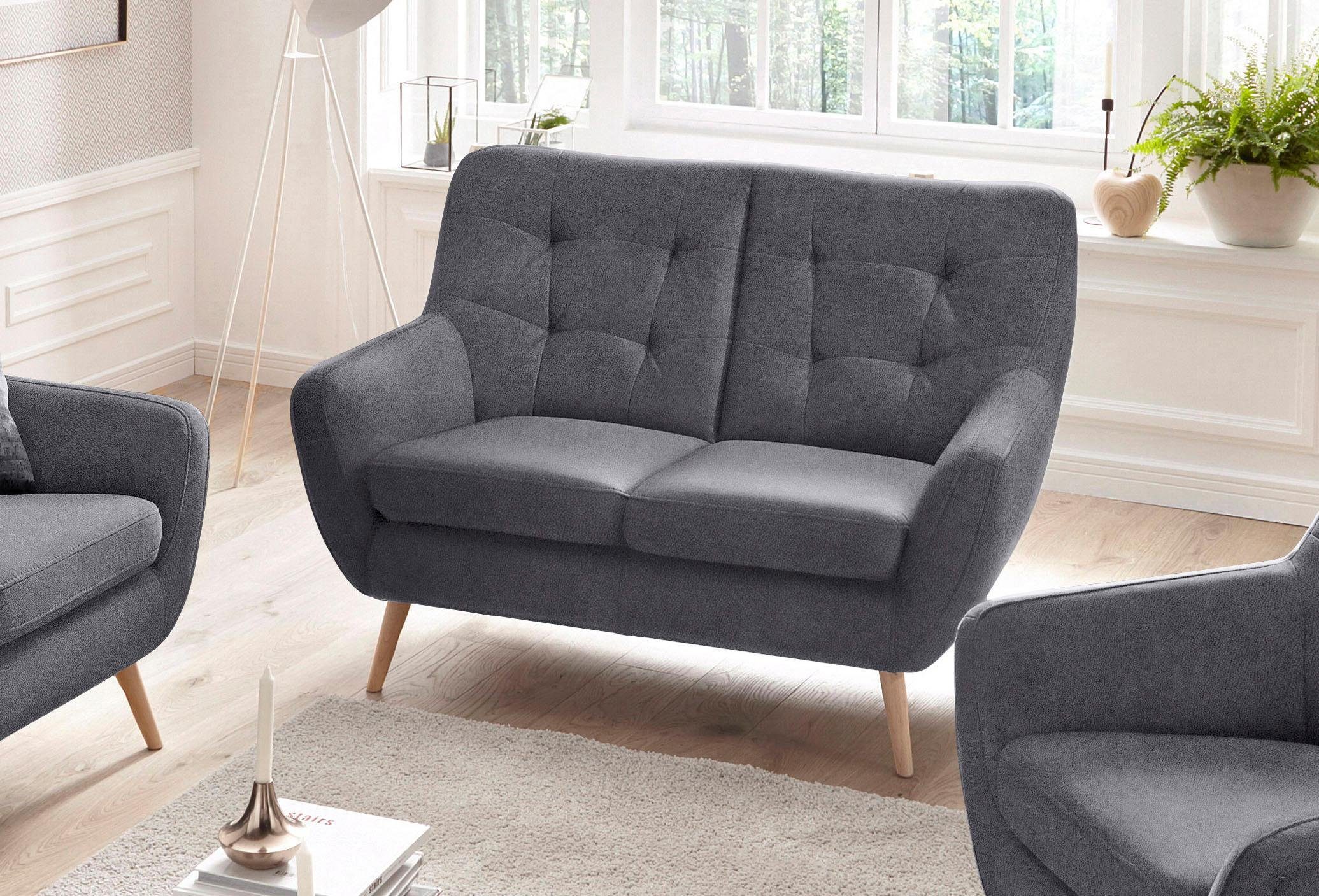 exxpo - sofa fashion 2-zitsbank Scandi, comfortabel, verfijnde rugkussens voor meer zitcomfort actuele kleuren in hoogwaardige bekledingskwaliteiten,