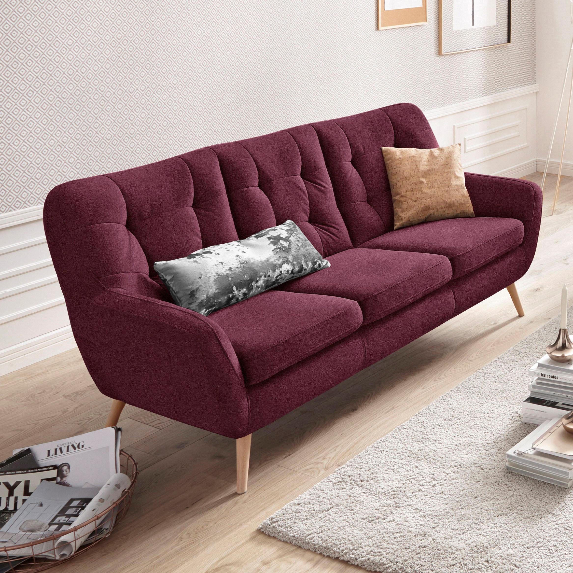 exxpo - sofa fashion 3-zitsbank Scandi, comfortabel, verfijnde rugkussens voor meer zitcomfort actuele kleuren in hoogwaardige bekledingskwaliteiten,