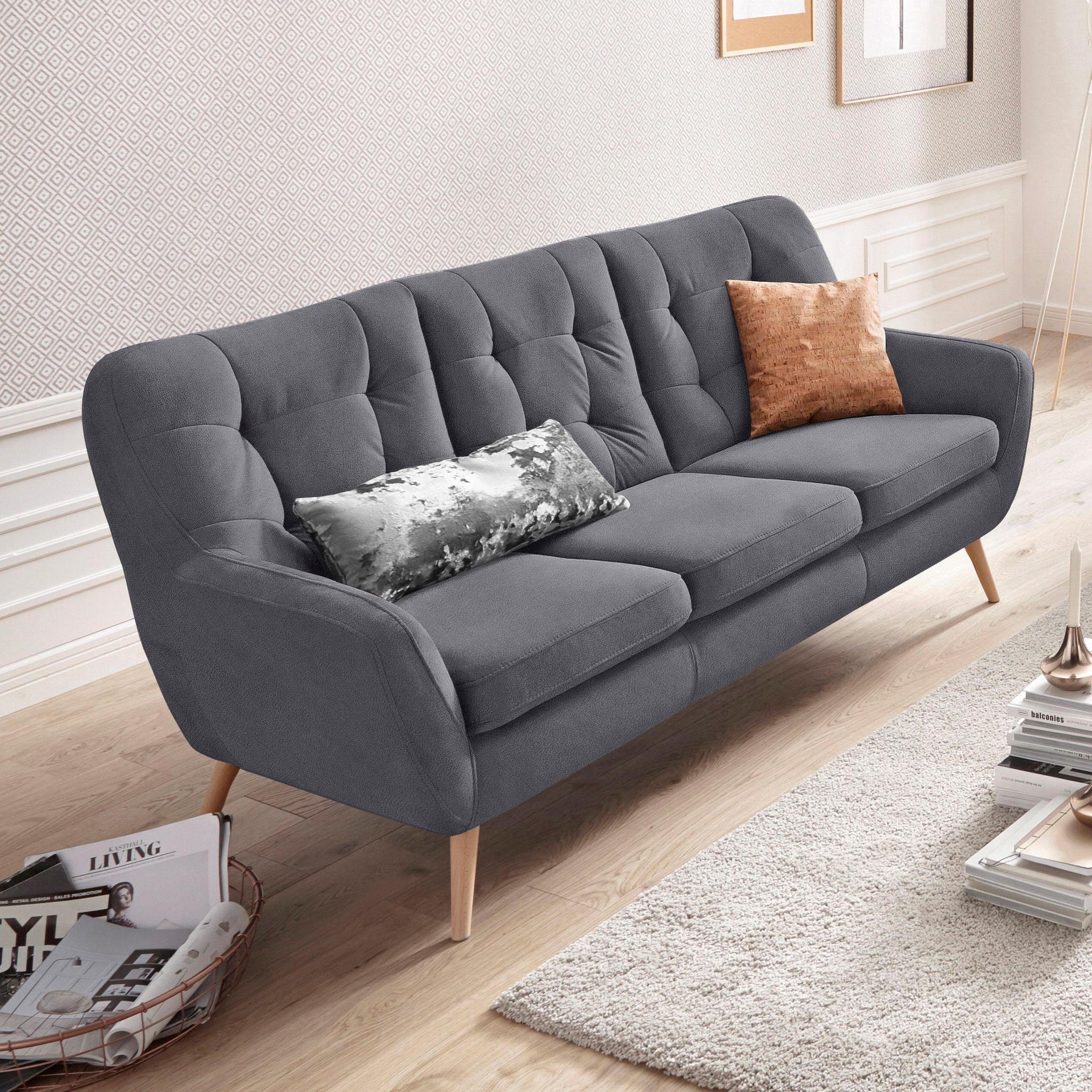exxpo - sofa fashion 3-zitsbank Scandi, comfortabel, verfijnde rugkussens voor meer zitcomfort actuele kleuren in hoogwaardige bekledingskwaliteiten,