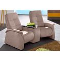 exxpo - sofa fashion 2-zitsbank met relaxfunctie, geïntegreerd tafelplateau en bergruimte beige