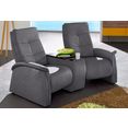 exxpo - sofa fashion 2-zitsbank met relaxfunctie, geïntegreerd tafelplateau en bergruimte grijs