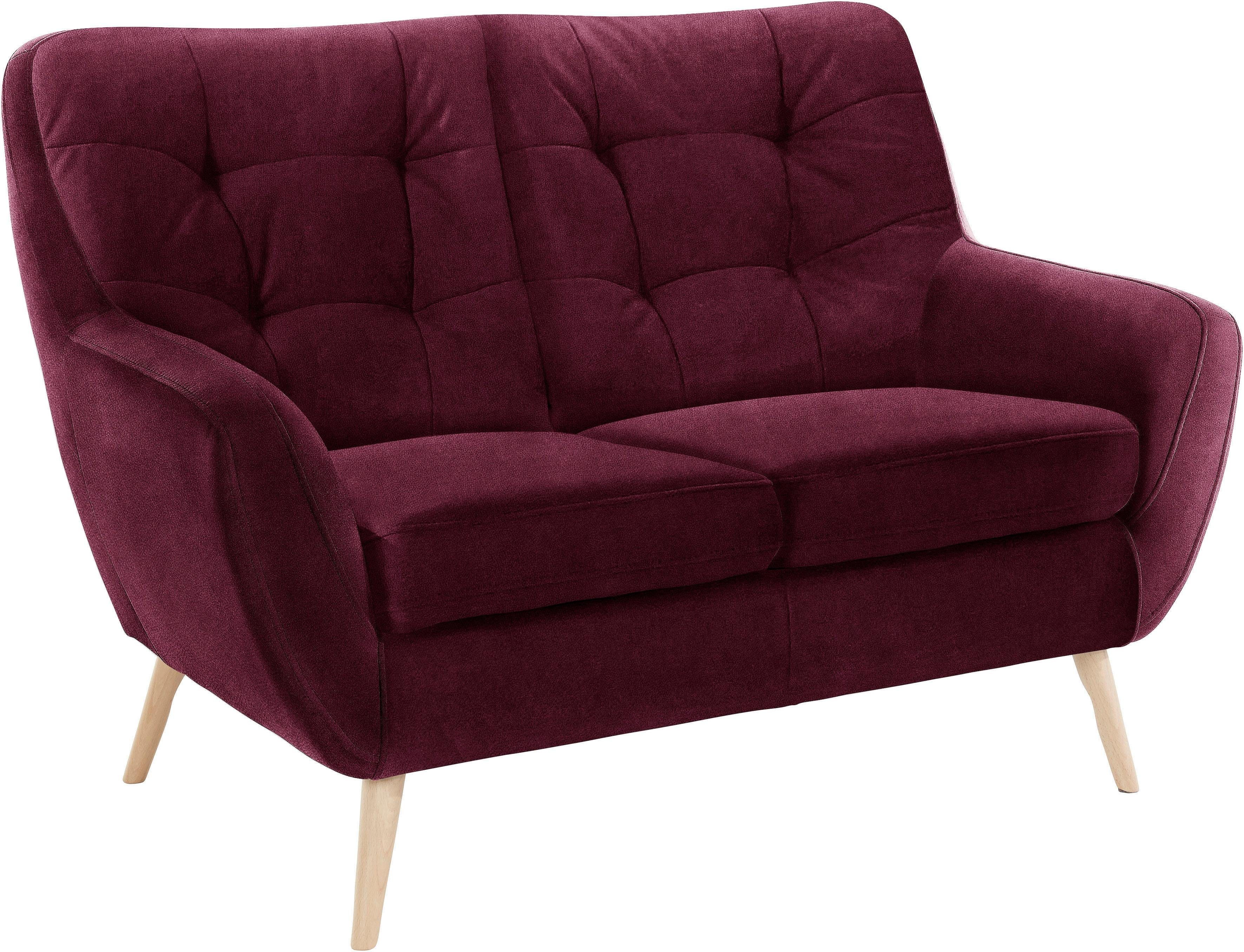 exxpo - sofa fashion 2-zitsbank Scandi, comfortabel, verfijnde rugkussens voor meer zitcomfort actuele kleuren in hoogwaardige bekledingskwaliteiten, houten voet