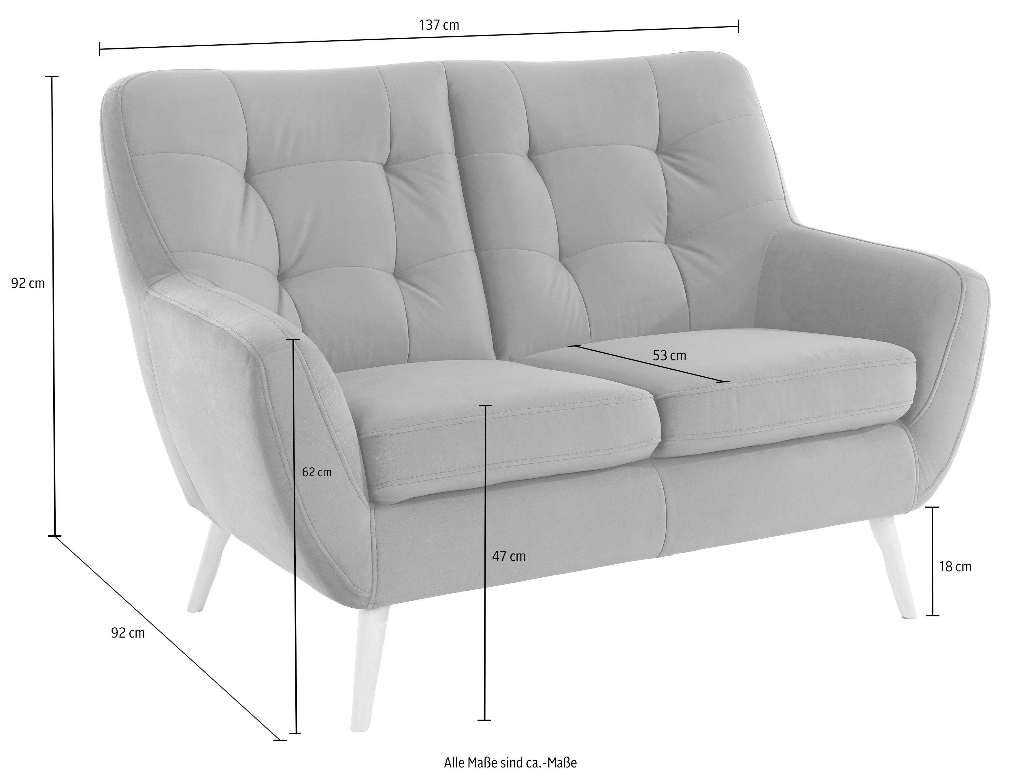 exxpo - sofa fashion 2-zitsbank Scandi, comfortabel, verfijnde rugkussens voor meer zitcomfort actuele kleuren in hoogwaardige bekledingskwaliteiten, houten voet