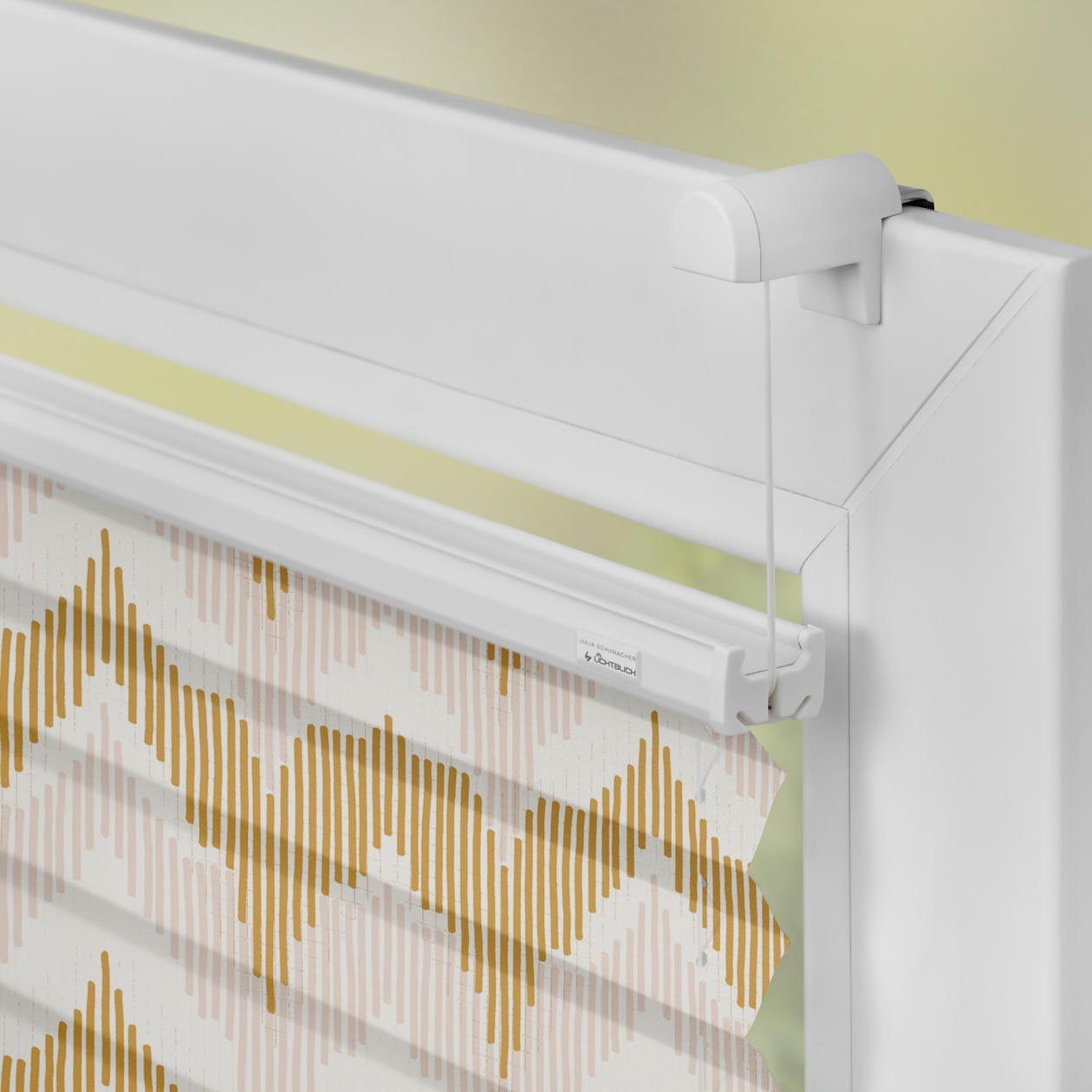 LICHTBLICK Plissé Klemmfix, zonder boren, ondoorzichtig, boho Zig Zag - geel (1 stuk)