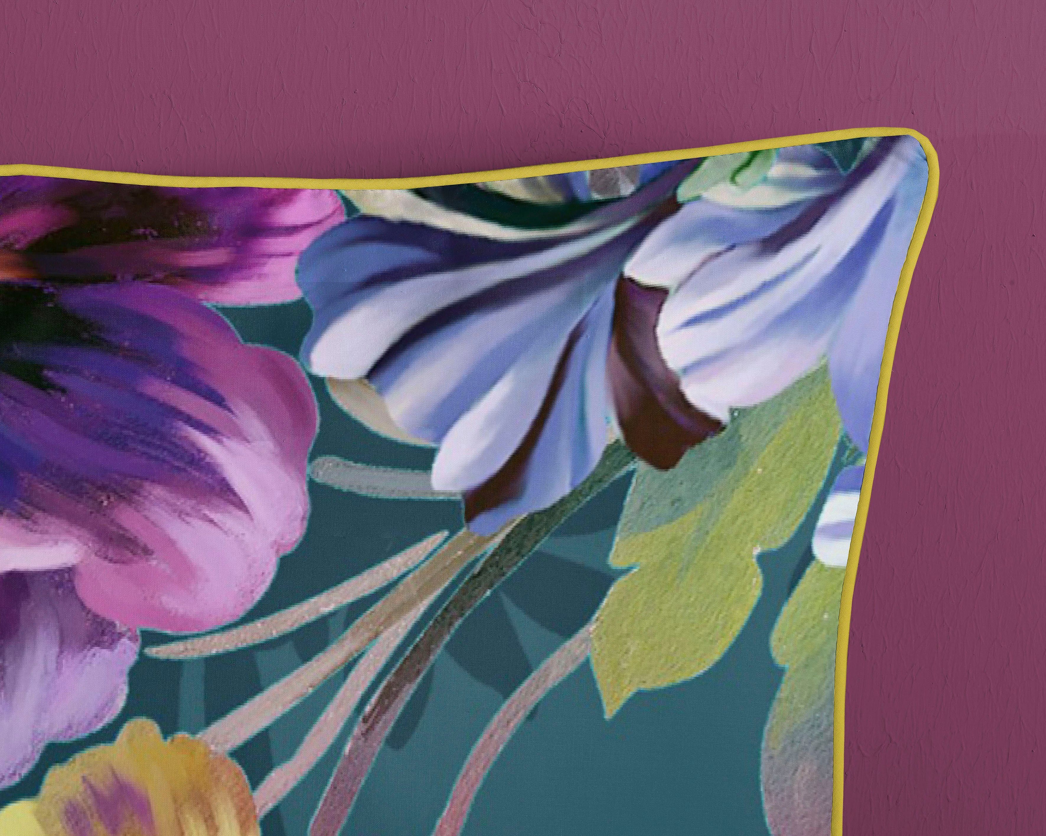 Descanso Tweezijdig te gebruiken overtrekset NOVARA Katoen, Satijn, 135x200, Bies, Rits, Omkeerbaar, Bloemen, Natuur