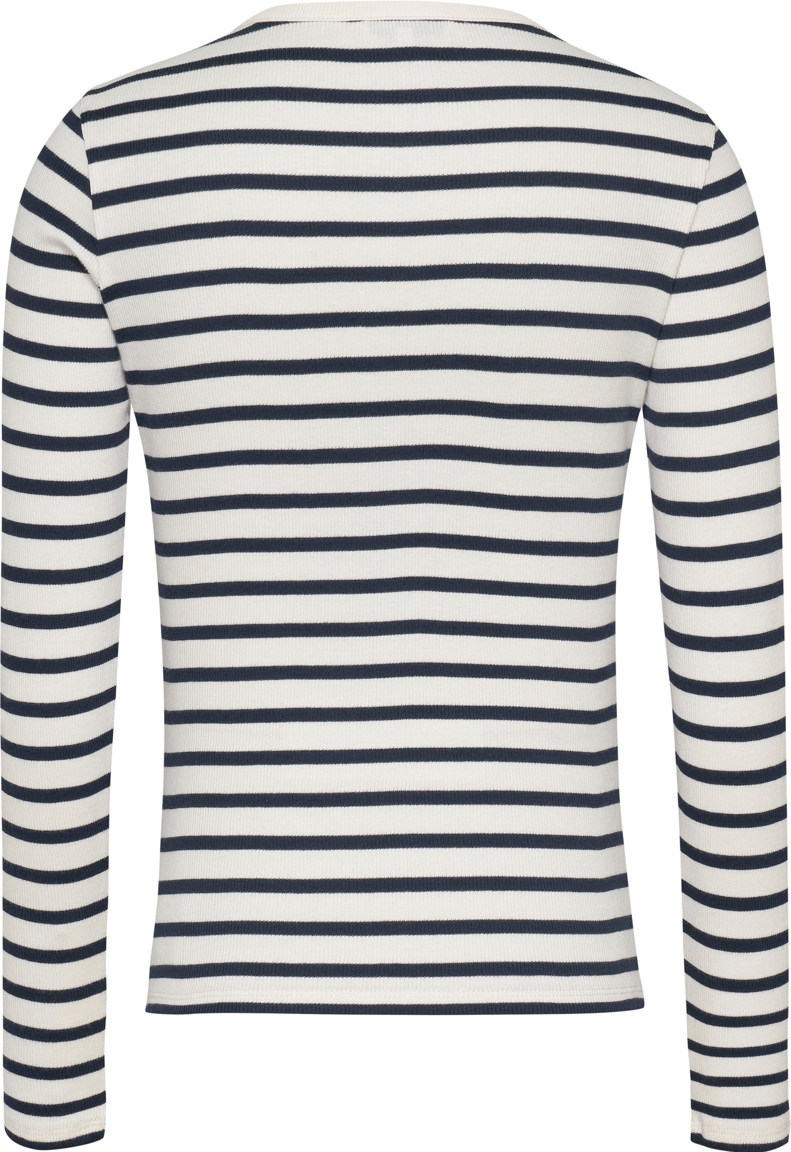TOMMY JEANS Shirt met lange mouwen TJW SLM BUTTON RIB C-NECK LS EXT