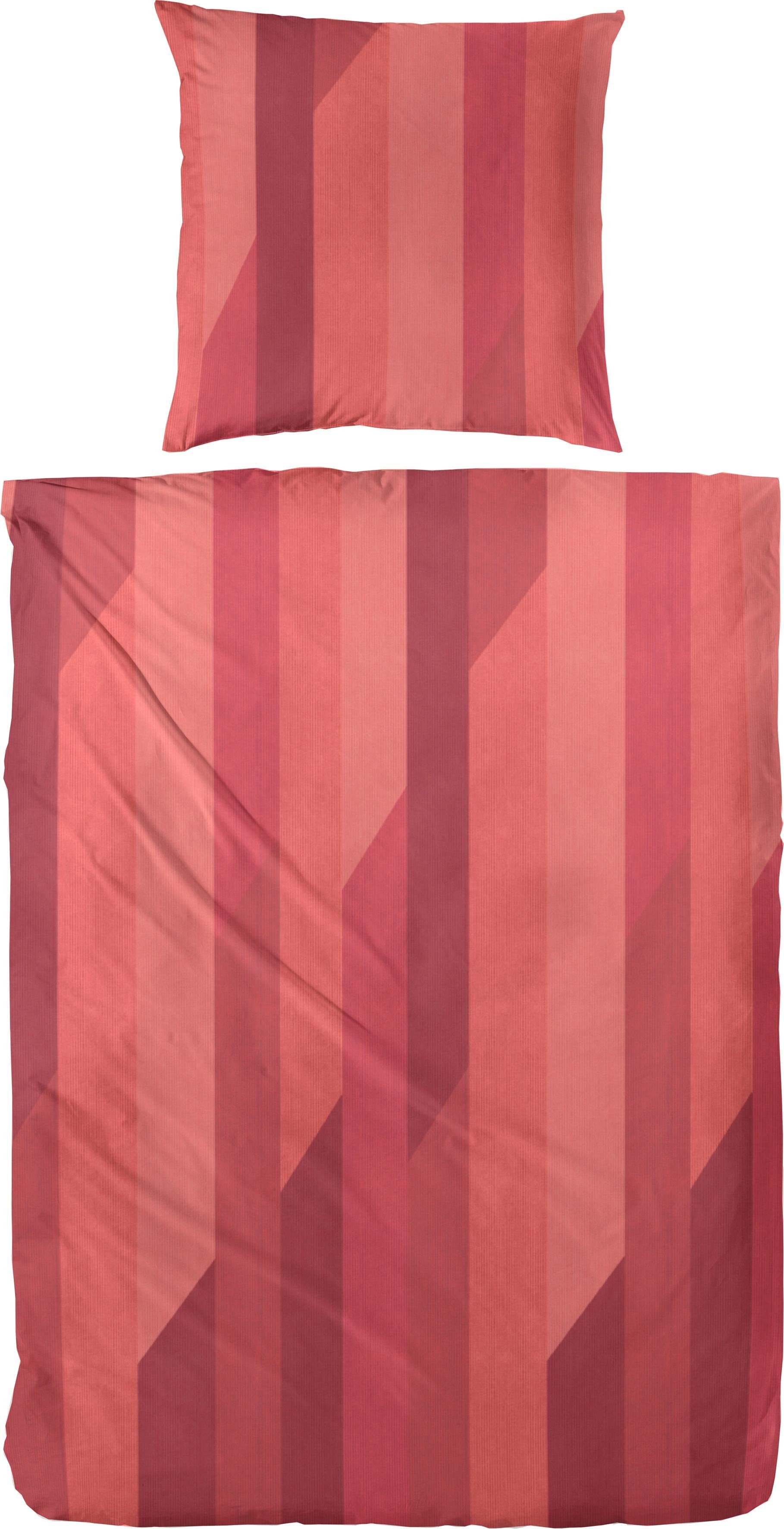 Primera Beddengoed Anton met strepen (2-delig) dekbedovertrekken maat 1x 135x200 cm rood