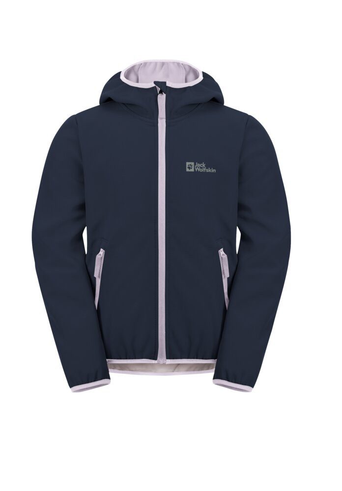 Jack Wolfskin Softshell-jack FOURWINDS JACKET KIDS Capuchon: vast verbonden met de jas