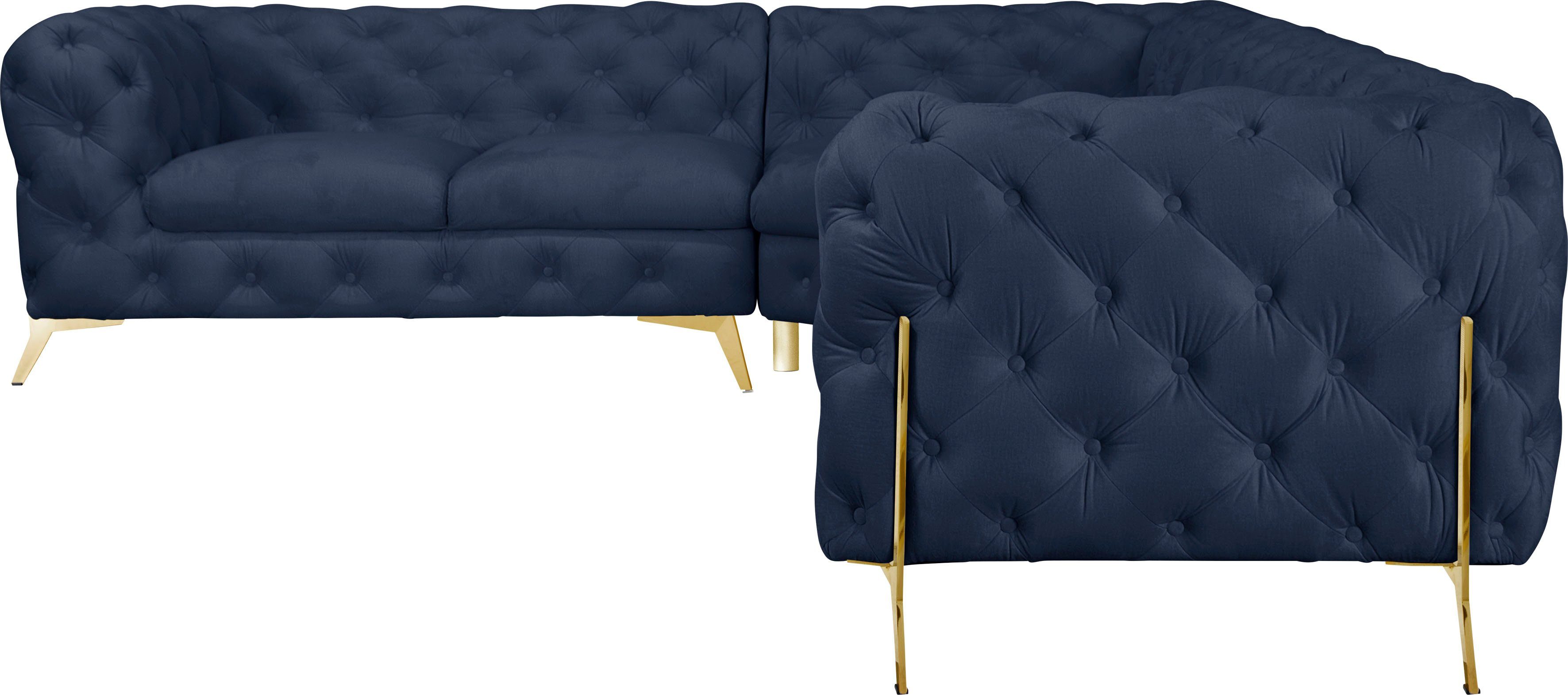 Leonique Chesterfield-bank Amaury L-vorm grote hoekbank, chesterfield-look, breedte 323 cm, kleur van de poten ter keuze