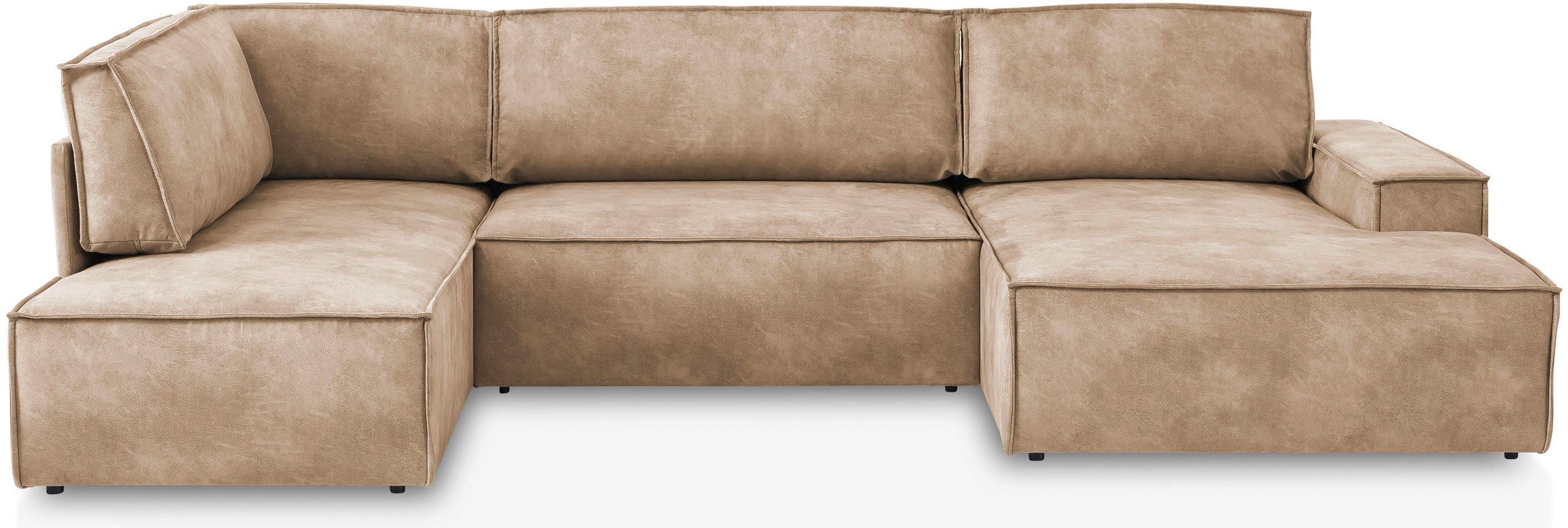 Home affaire Zithoek SHERWOOD 329 cm, U-vorm, slaapbank, Slaapfunctie met bedkist (194x139 cm), cord, vintage, fluweel