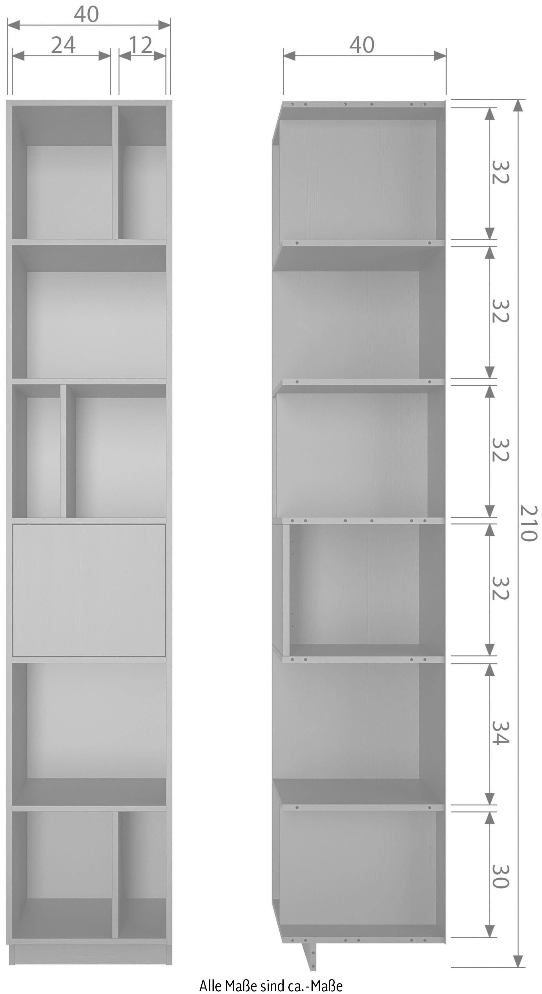 WOOOD Boekenkast Finca Plank met push-to-open systeem, hoogte 210 cm x breedte 40 cm