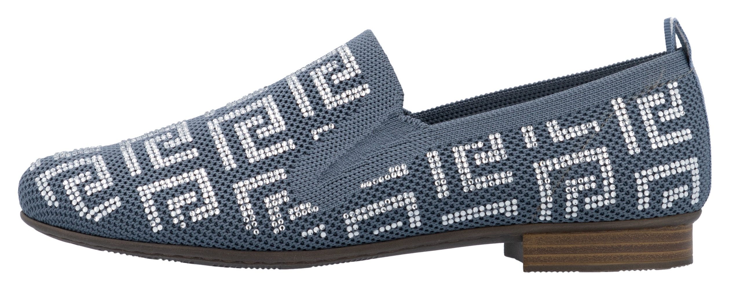 Rieker Instappers , lage schoen, instapschoen, blokhak, loafer met stretch-inzetten