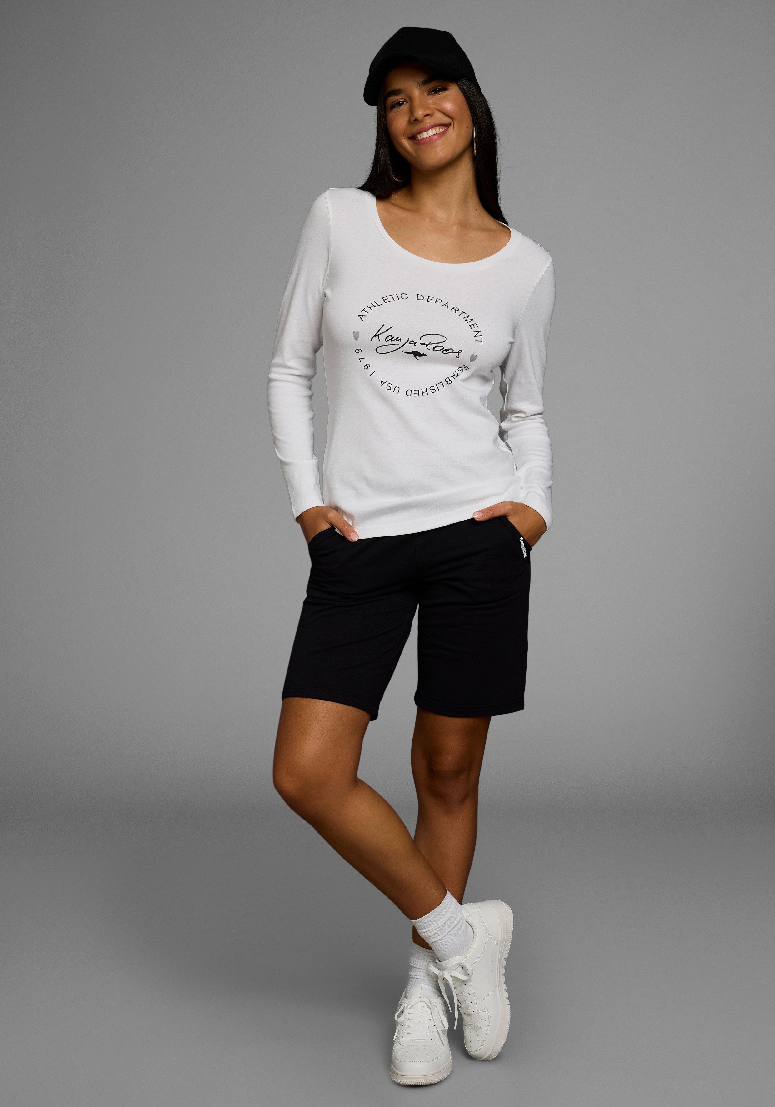 KangaROOS Shirt met lange mouwen met print en effen (2-delig, Set van 2)