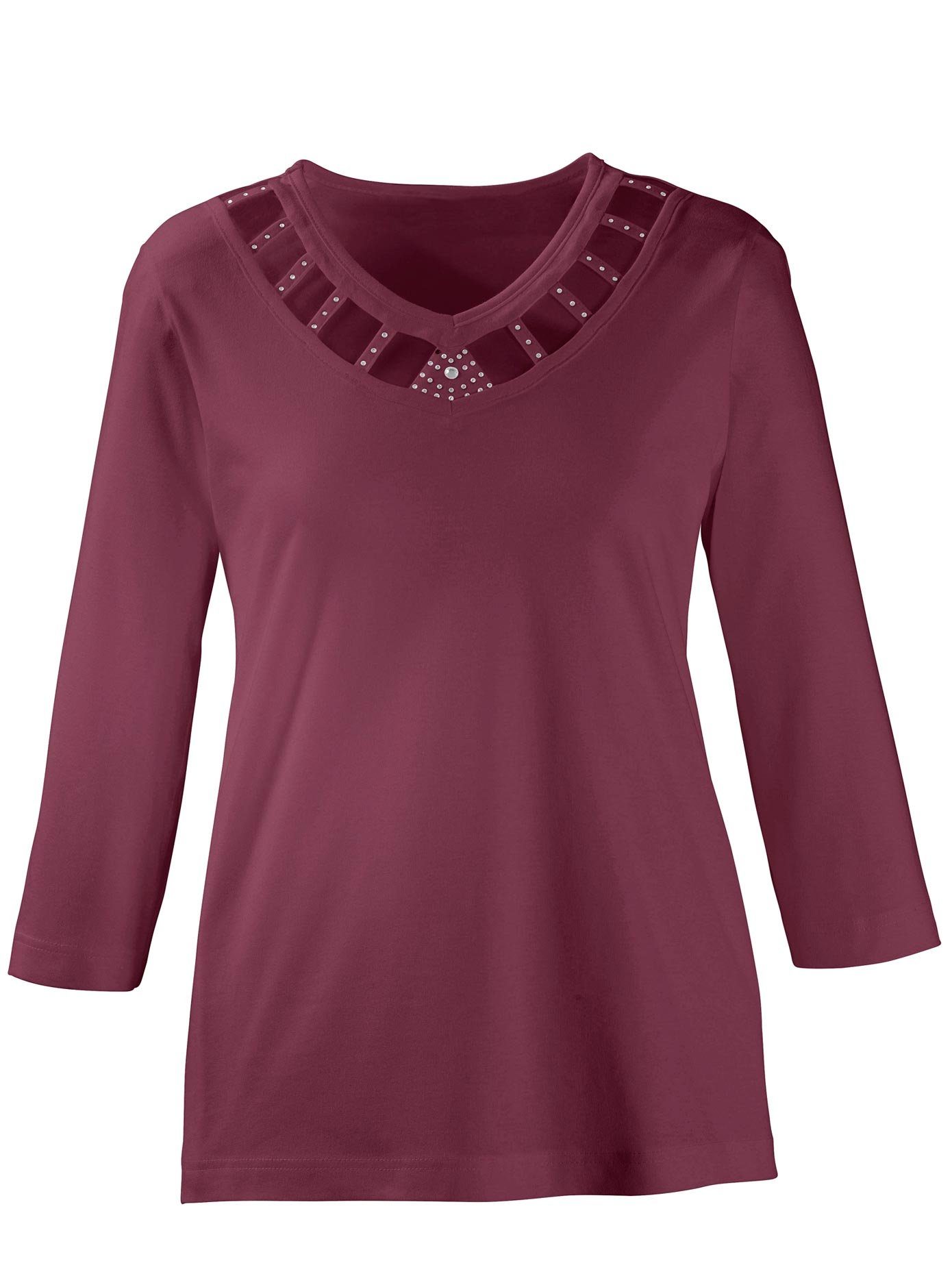 Lady Shirt met 3/4-mouwen Shirt (1-delig) dames shirts maat 54 rood