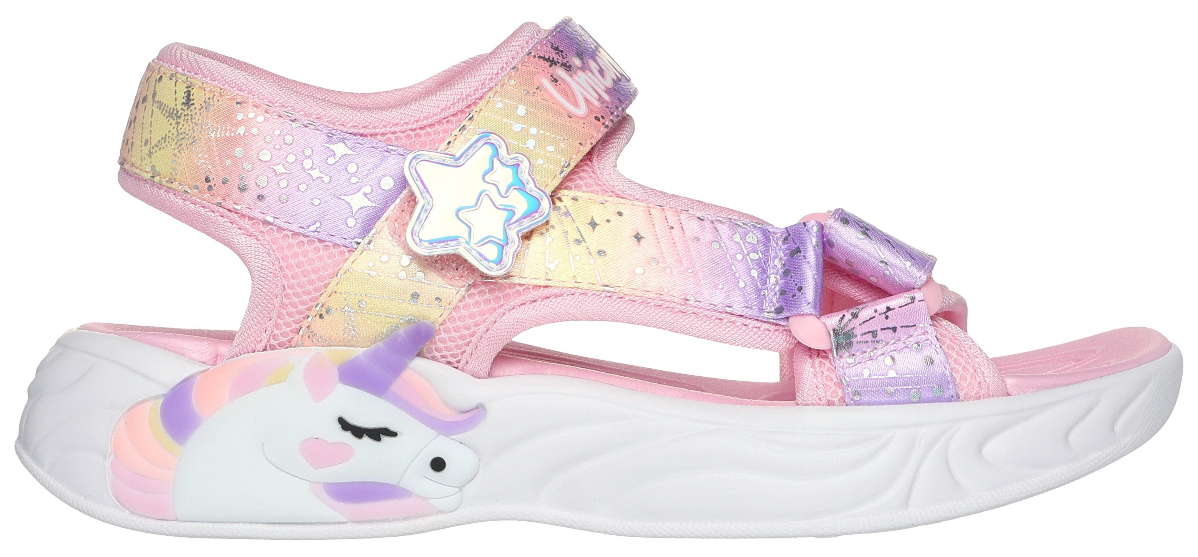 Skechers Sandalen UNICORN DREAMS SANDAL MAJESTIC BLISS , zomerschoen, klittenbandschoen, flitsende schoen, flitsende eenhoorn applicatie