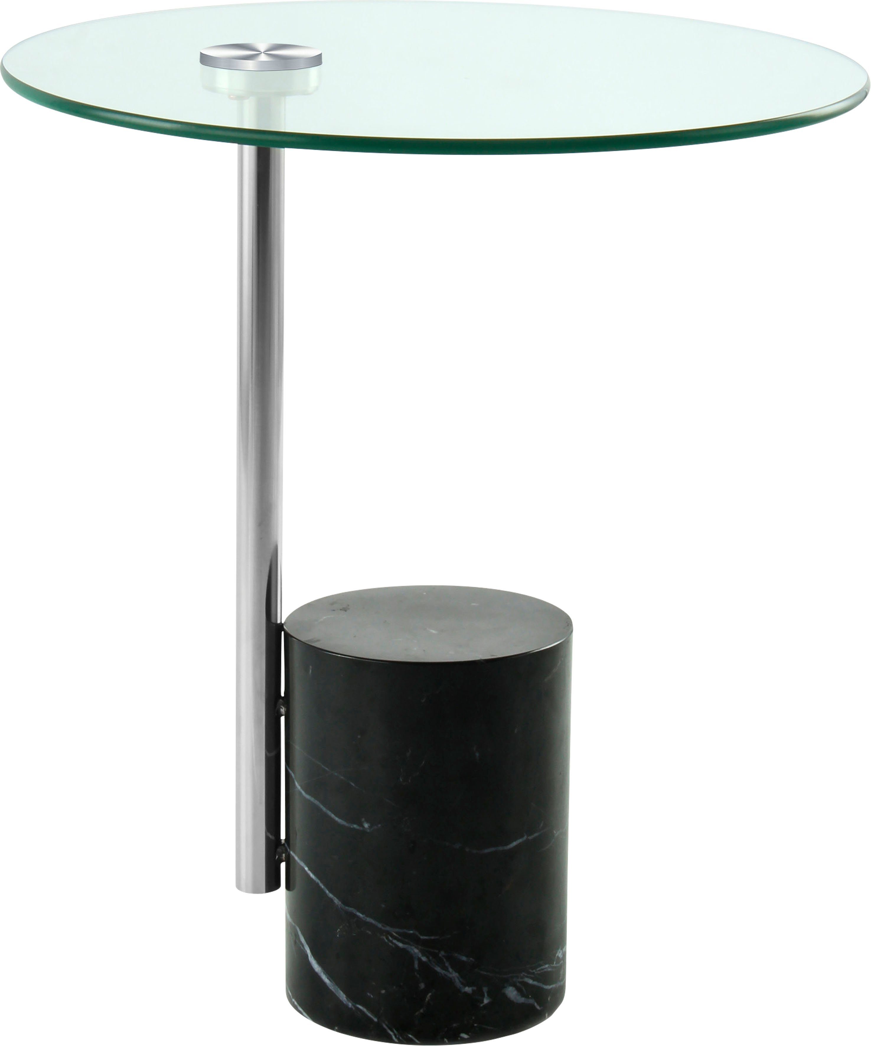 Kayoom Bijzettafel Rosario 525, bijzettafel in glamoureuze stijl, ronde glazen tafelblad (1 stuk) bijzettafels zwart