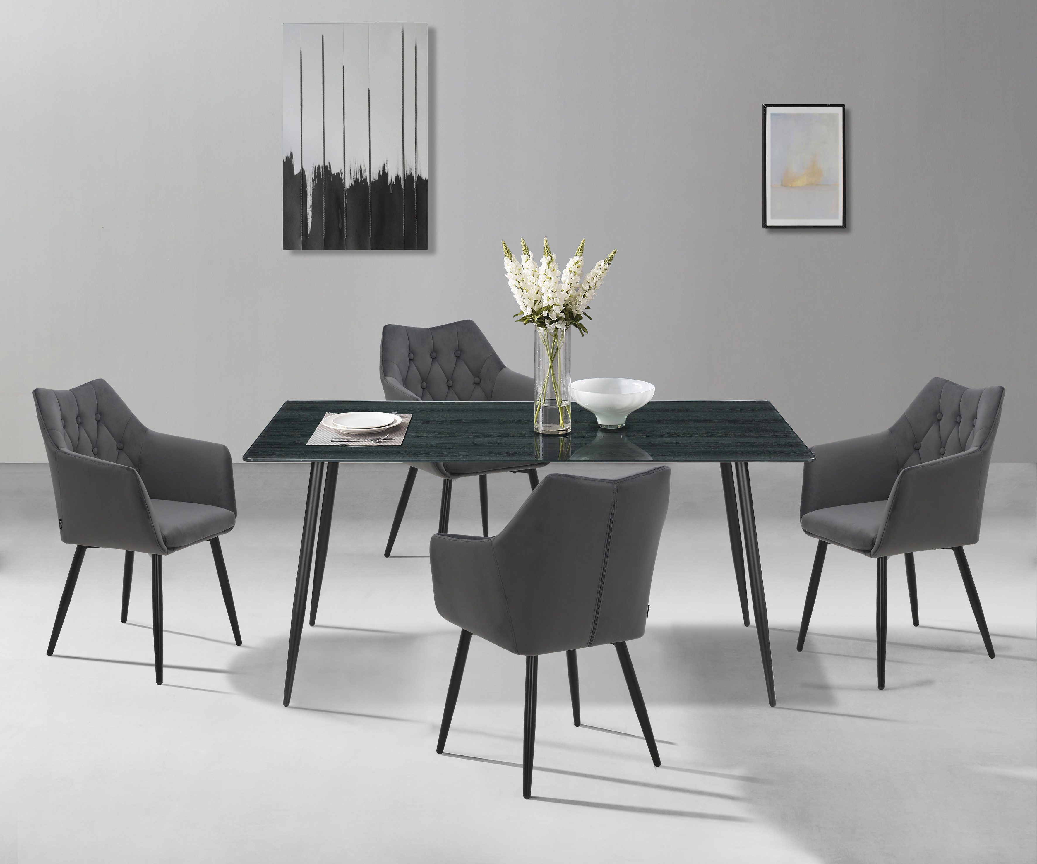 Home affaire Eettafel Turah, TOPSELLER!, OTTOs keuze met glazen blad in houtlook, tijdloos ontwerp, onderhoudsvriendelijk