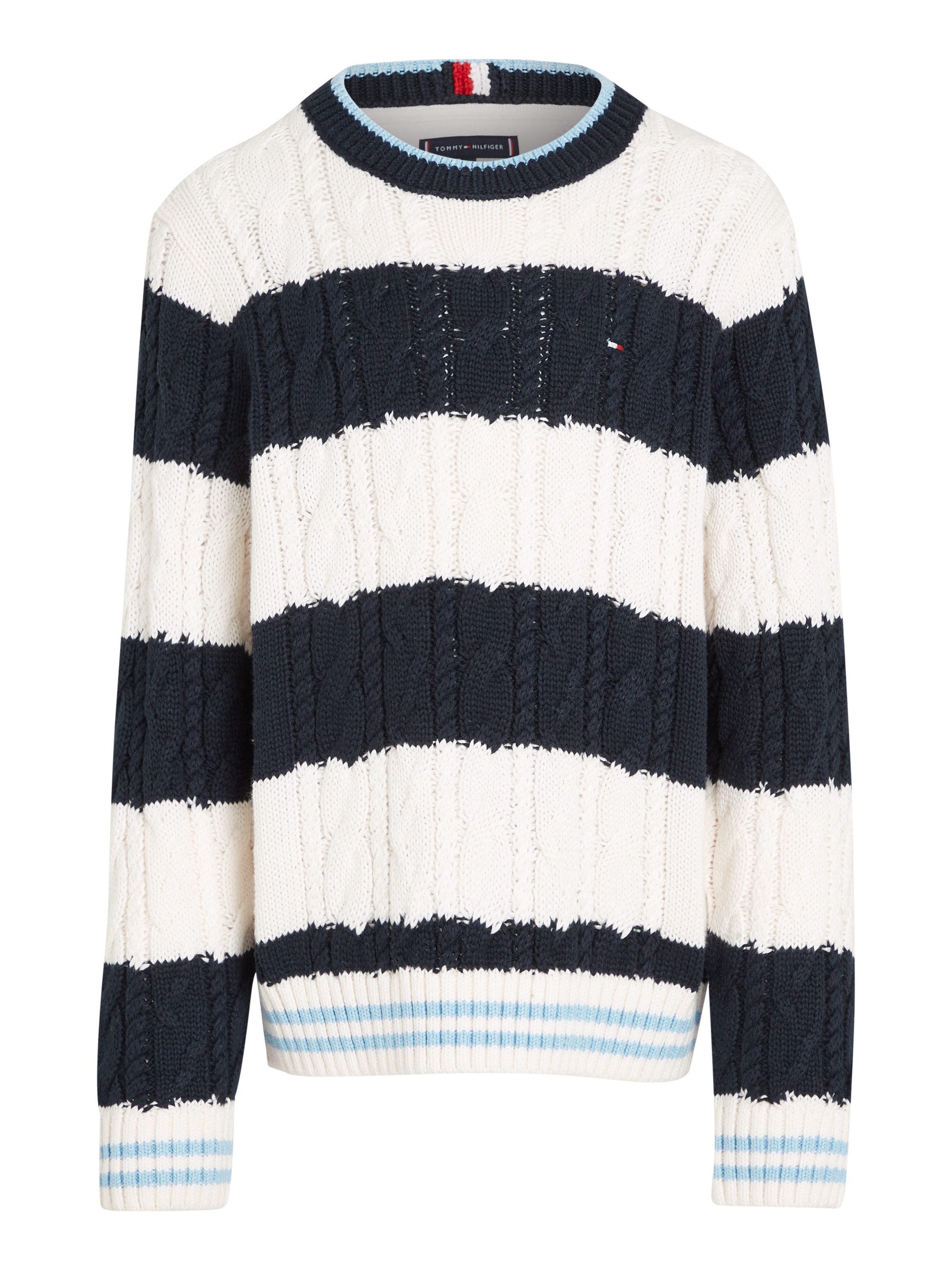 Tommy Hilfiger Gebreide trui COLORBLOCK CABLE REGULAR SWEATER Kinderen tot 16 jaar met logostiksel