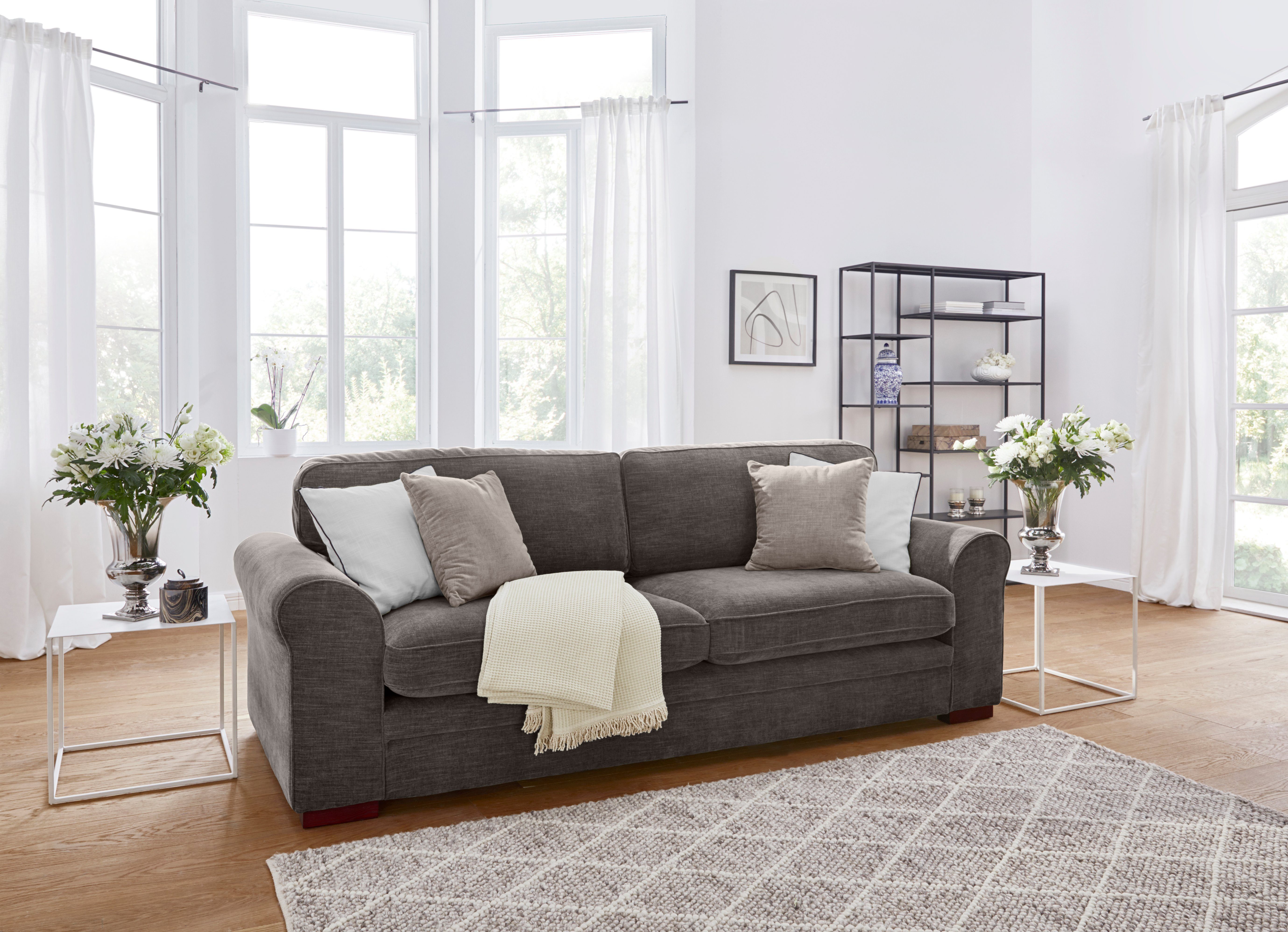 Home affaire 3-zitsbank Broughton zacht zitcomfort, incl. 2 sierkussens, opstaande naad