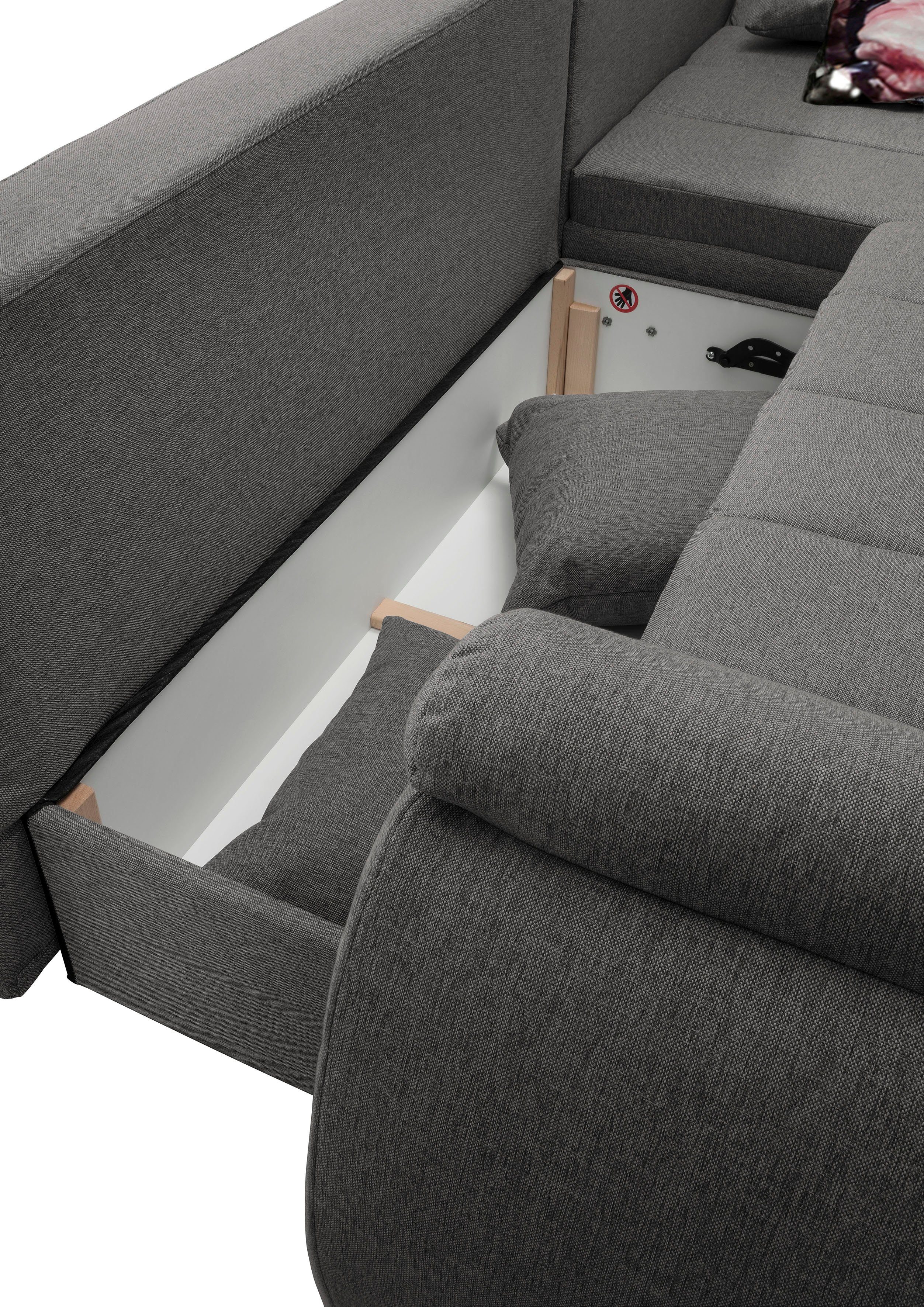 INOSIGN Hoekbank Imola elegant en modern, actuele stiksels in de zitting, comfortabel, L-vorm