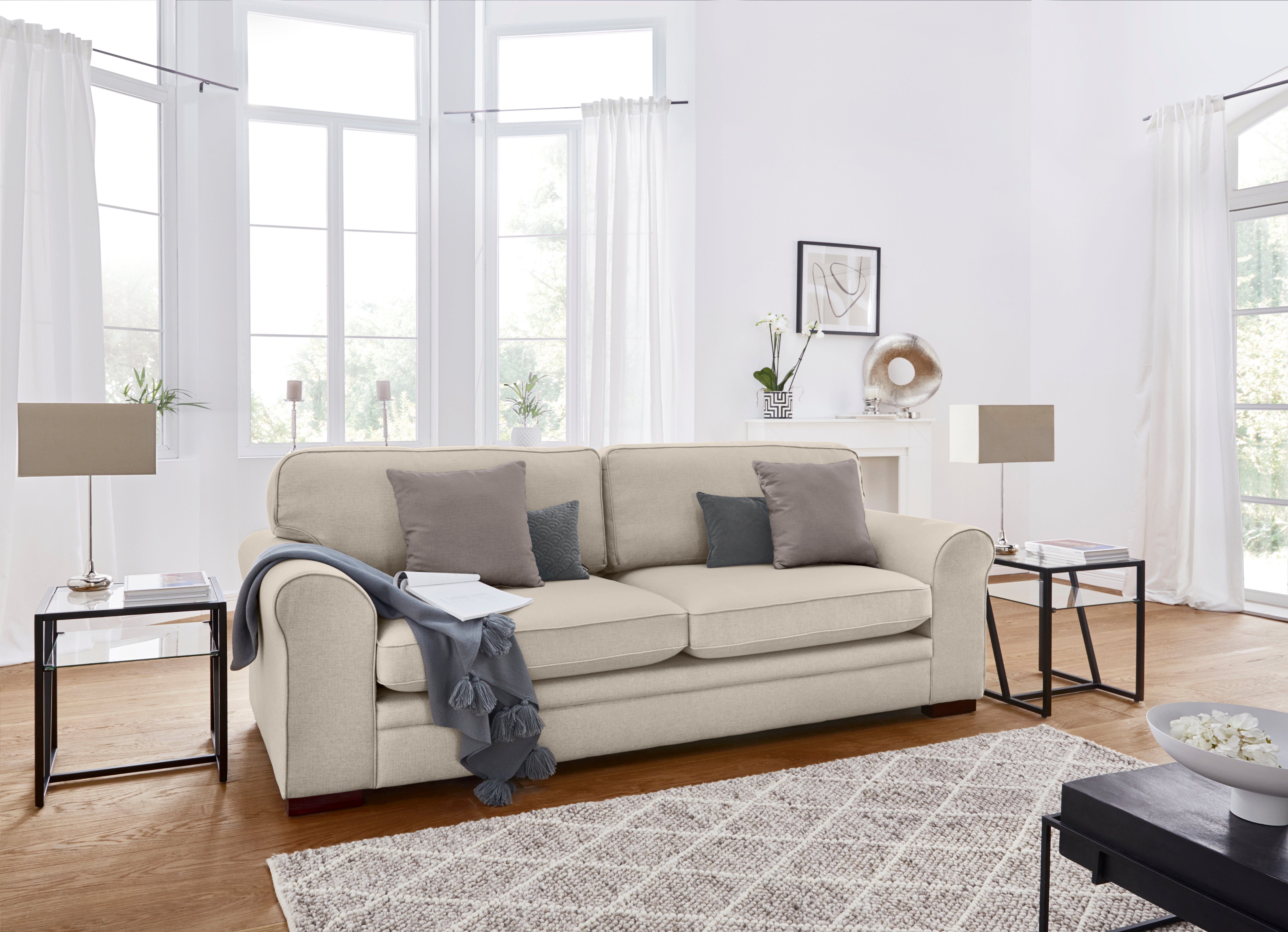 Home affaire 3-zitsbank Broughton zacht zitcomfort, incl. 2 sierkussens, opstaande naad