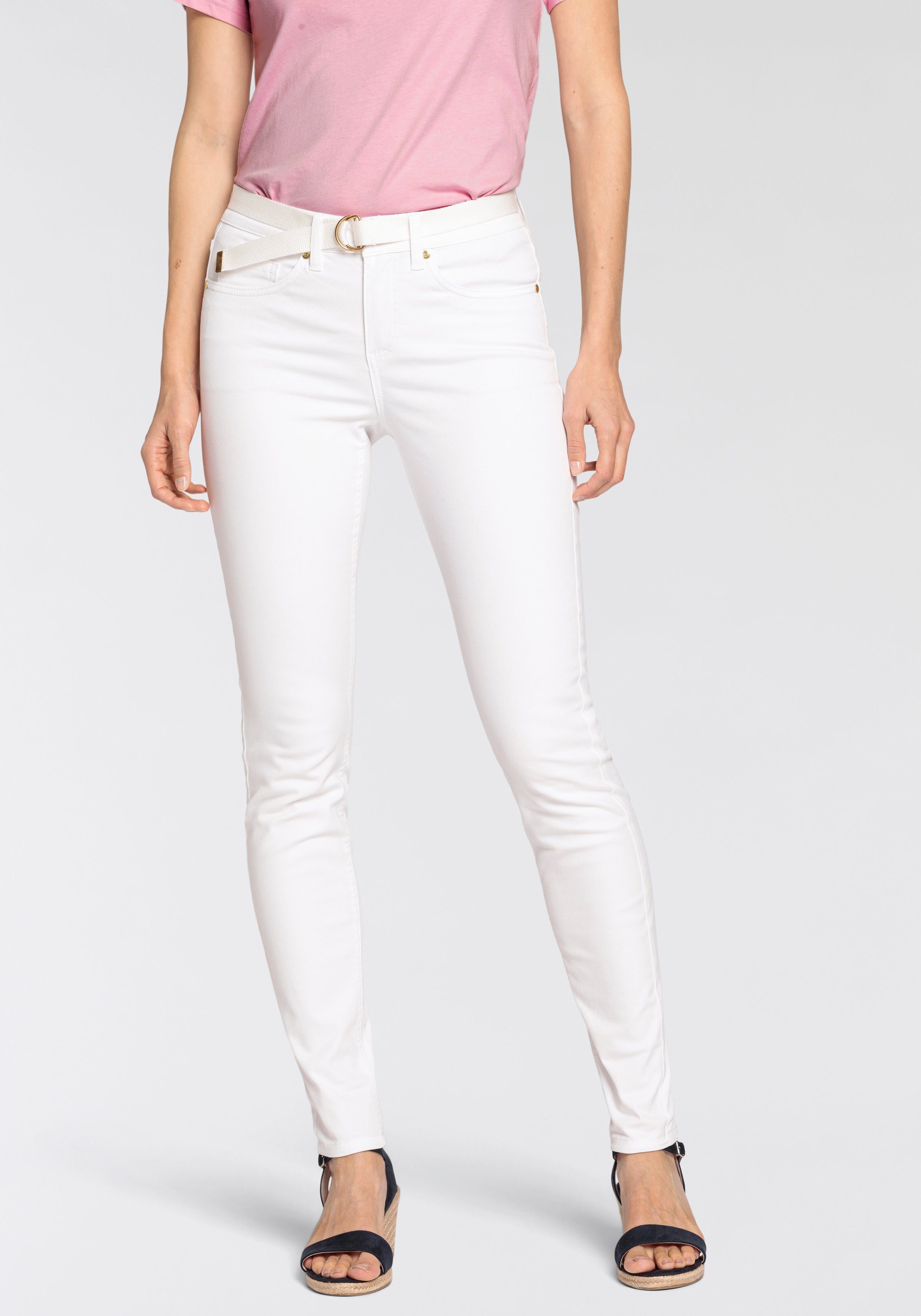 DELMAO Skinny jeans smalle pasvorm, smalle broekpasvorm, normale taille, enkel-lang (set, Met...