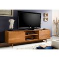 home affaire tv-meubel scandi van massief eikenhout, met zeer veel bergruimte, breedte 180 cm beige