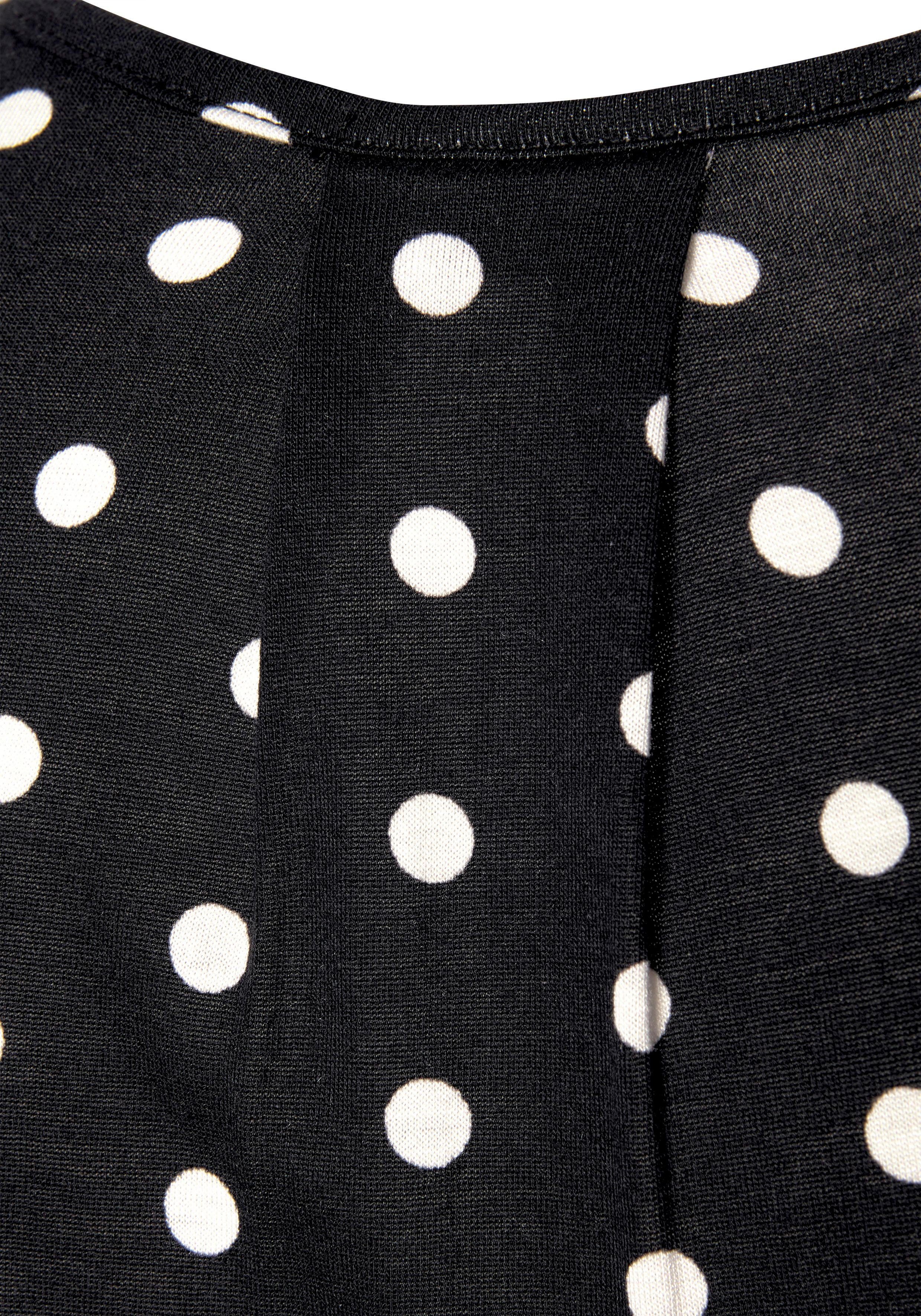 Lascana Strandtop met stippenprint, blousetop met v-hals van jersey