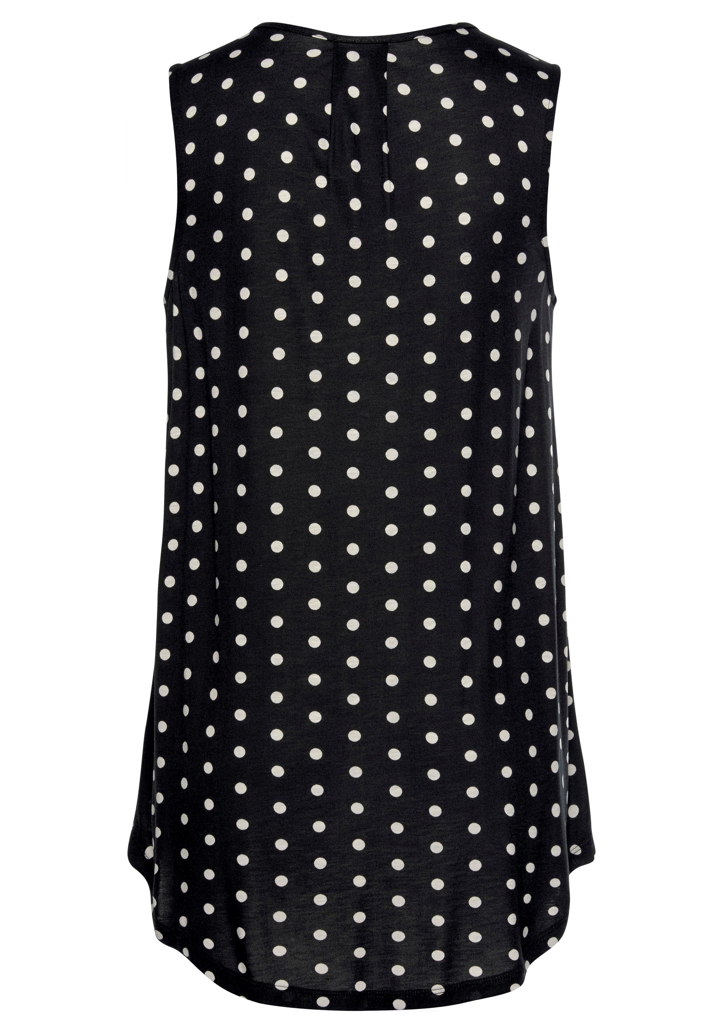 Lascana Strandtop met stippenprint, blousetop met v-hals van jersey
