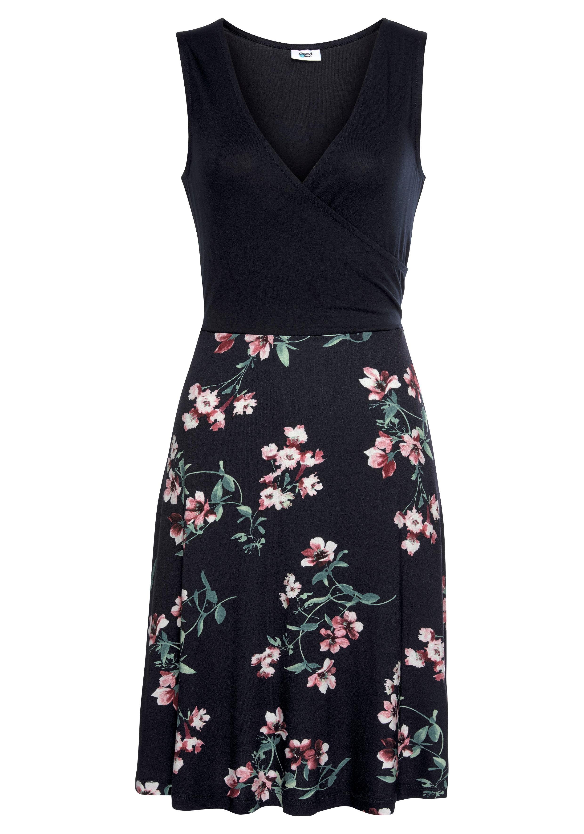 Beachtime Strandjurk met bedrukte rok, zomerjurk in wikkellook, jersey jurk