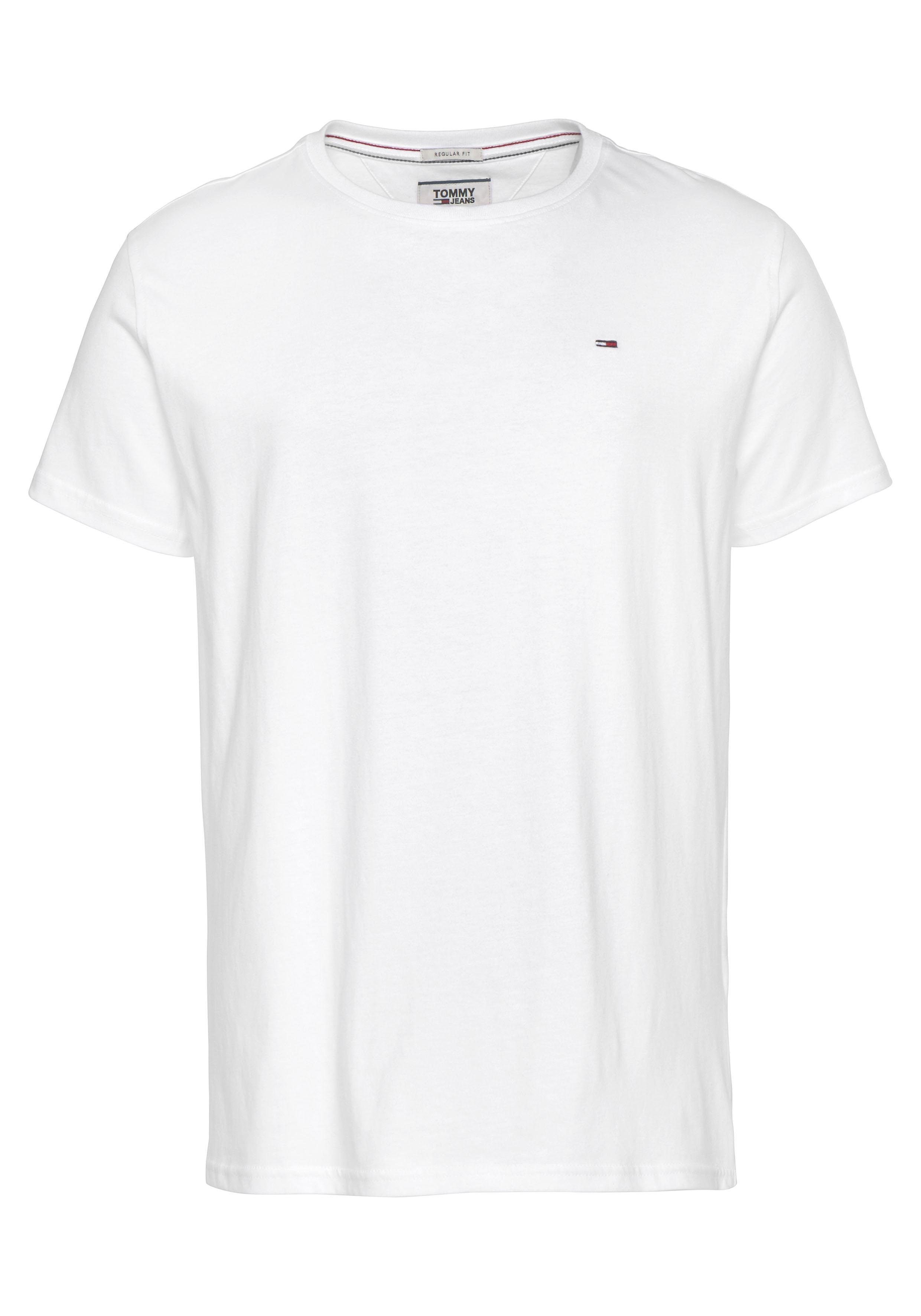 TOMMY JEANS T-shirt TJM ESSENTIAL SOLID TEE met ronde hals en subtiele logo-vlag