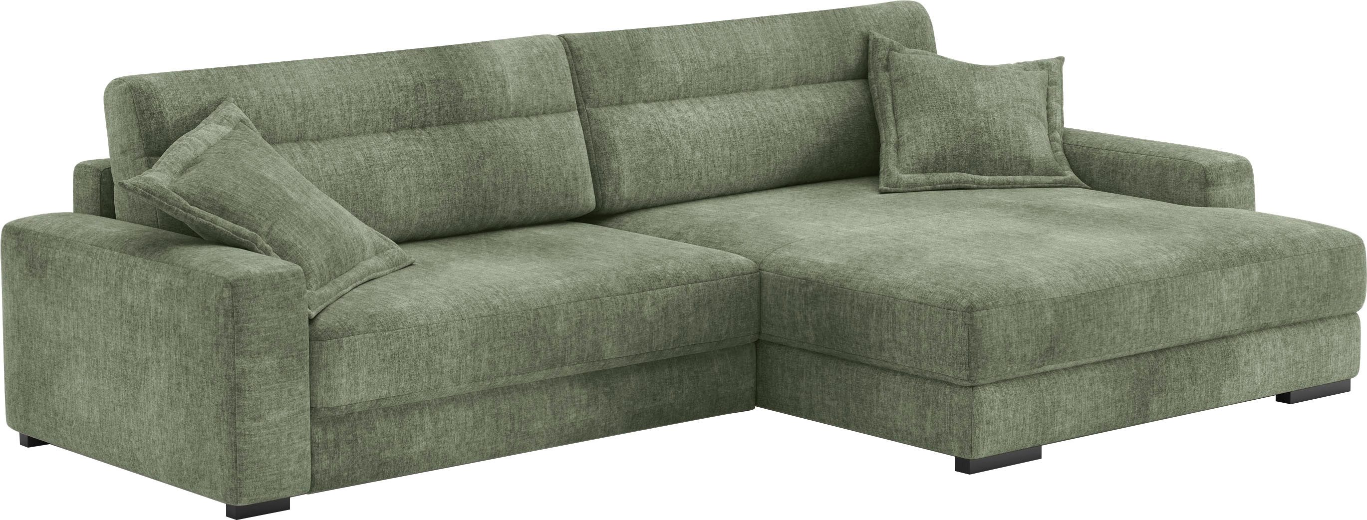 Mr. Couch Hoekbank Marcello DuraFlex L-vorm EasyBett, bedbox, koudschuimvering, tot 140 kg belastbaar groen, hoekbanken, Bettfunktion links-Recamiere
